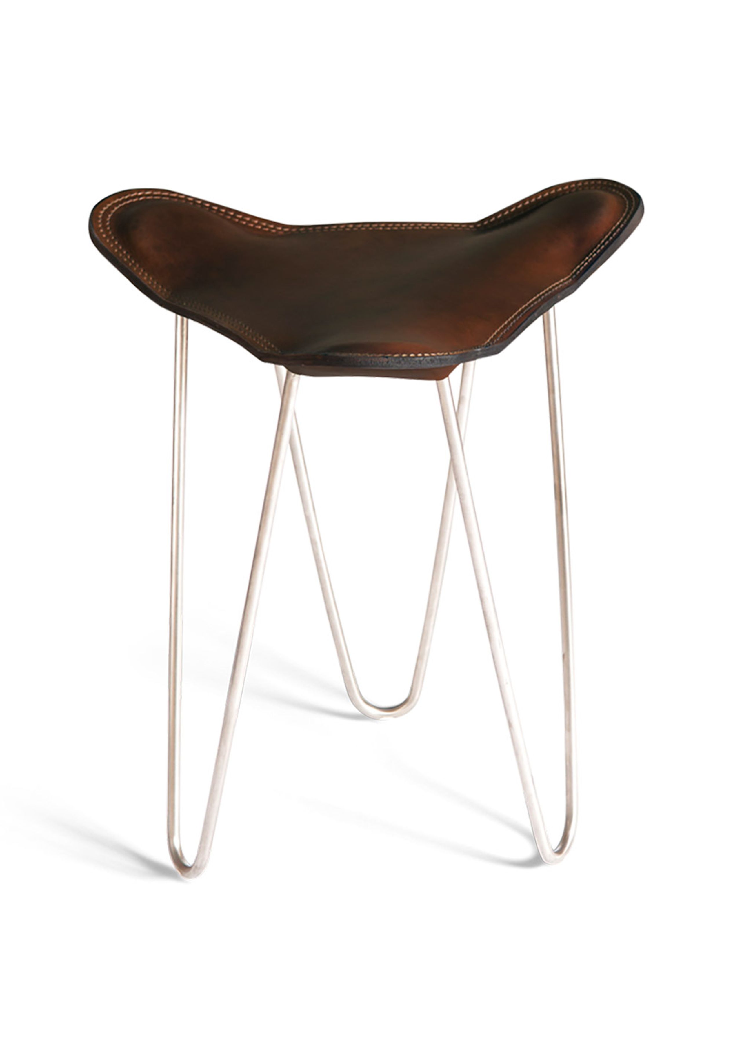 OX DENMARQ - Banqueta - TRIFOLIUM Stool - Mocca Leather / Stainless Steel