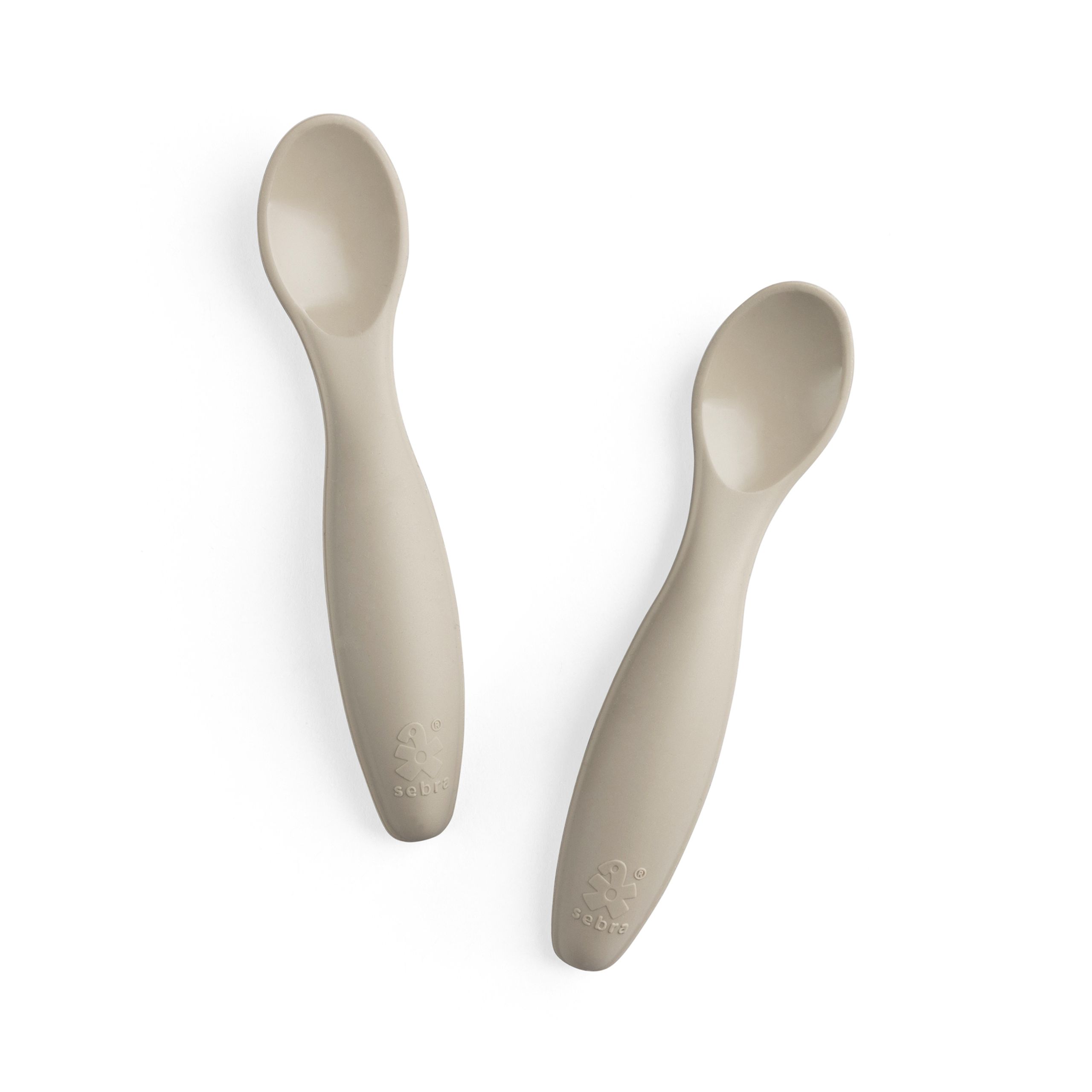 Sebra - Colheres - Silicone Spoon Set, short - Jetty Beige
