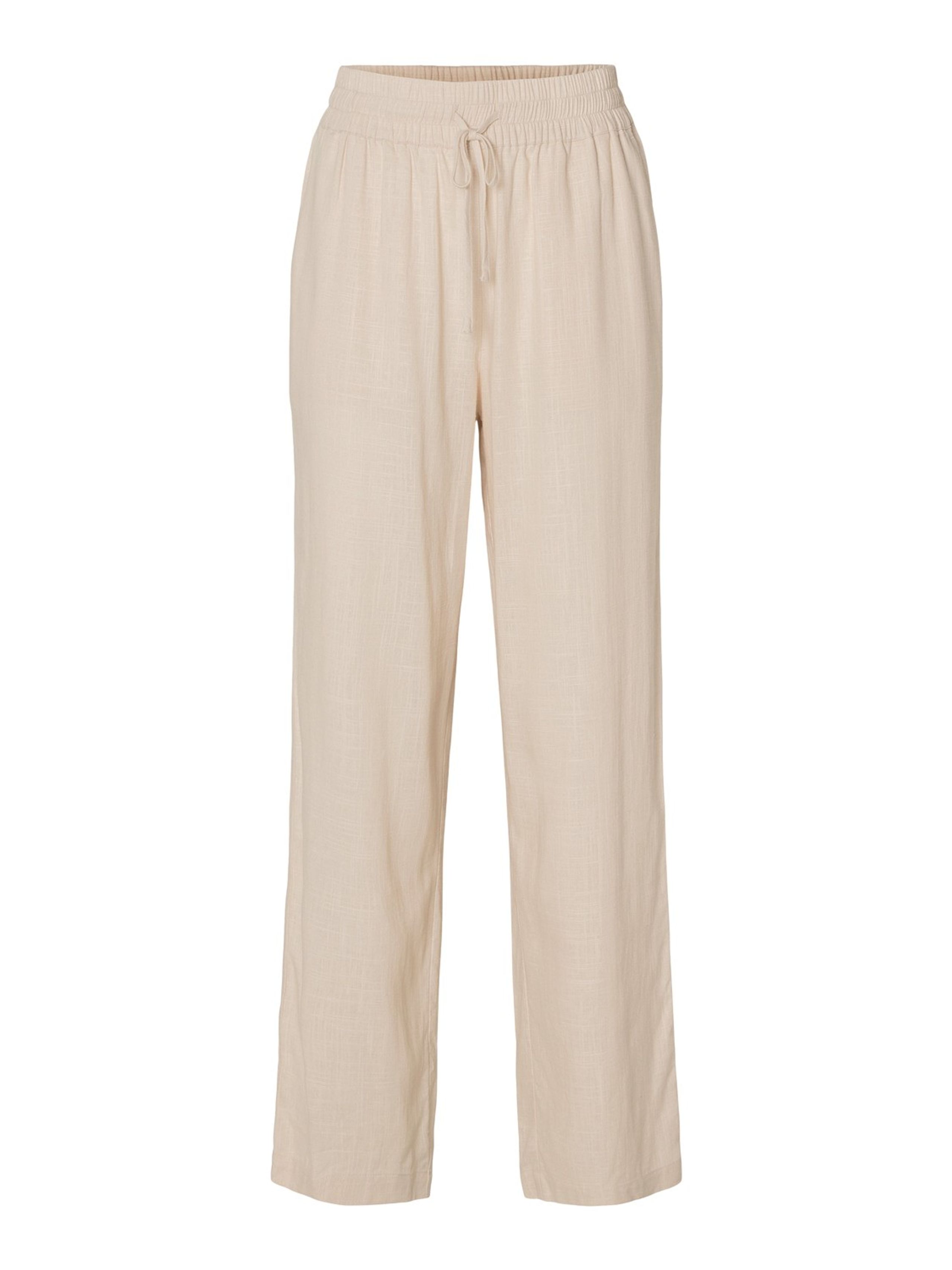 Selected Femme - Pantalon - SLFViva  - Gulia HW Long Linen Pants NOOS  - Sandshell
