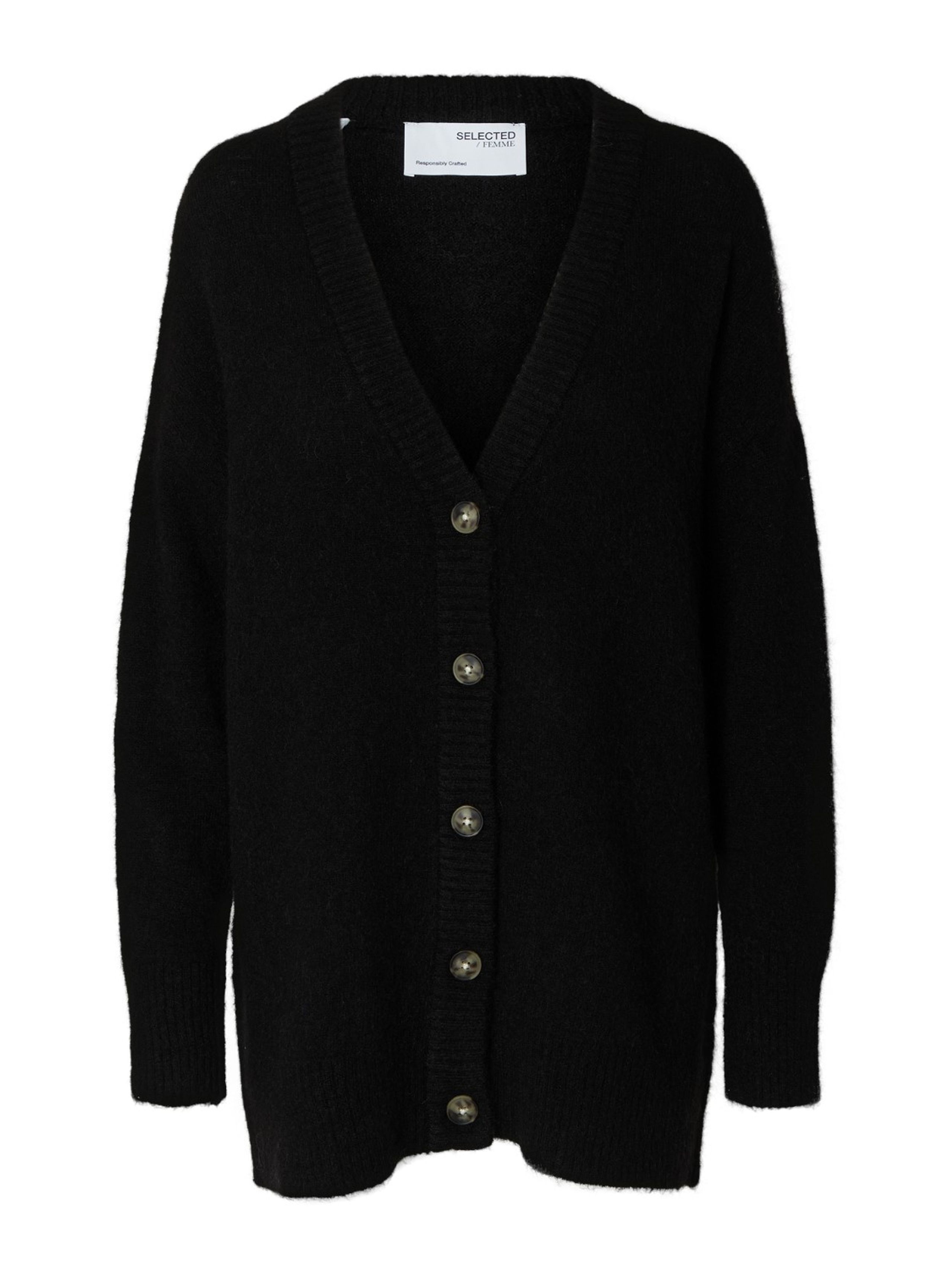 Selected Femme - Cardigan - SLFMaline LS Knit Long Cardigan NOOS - Black
