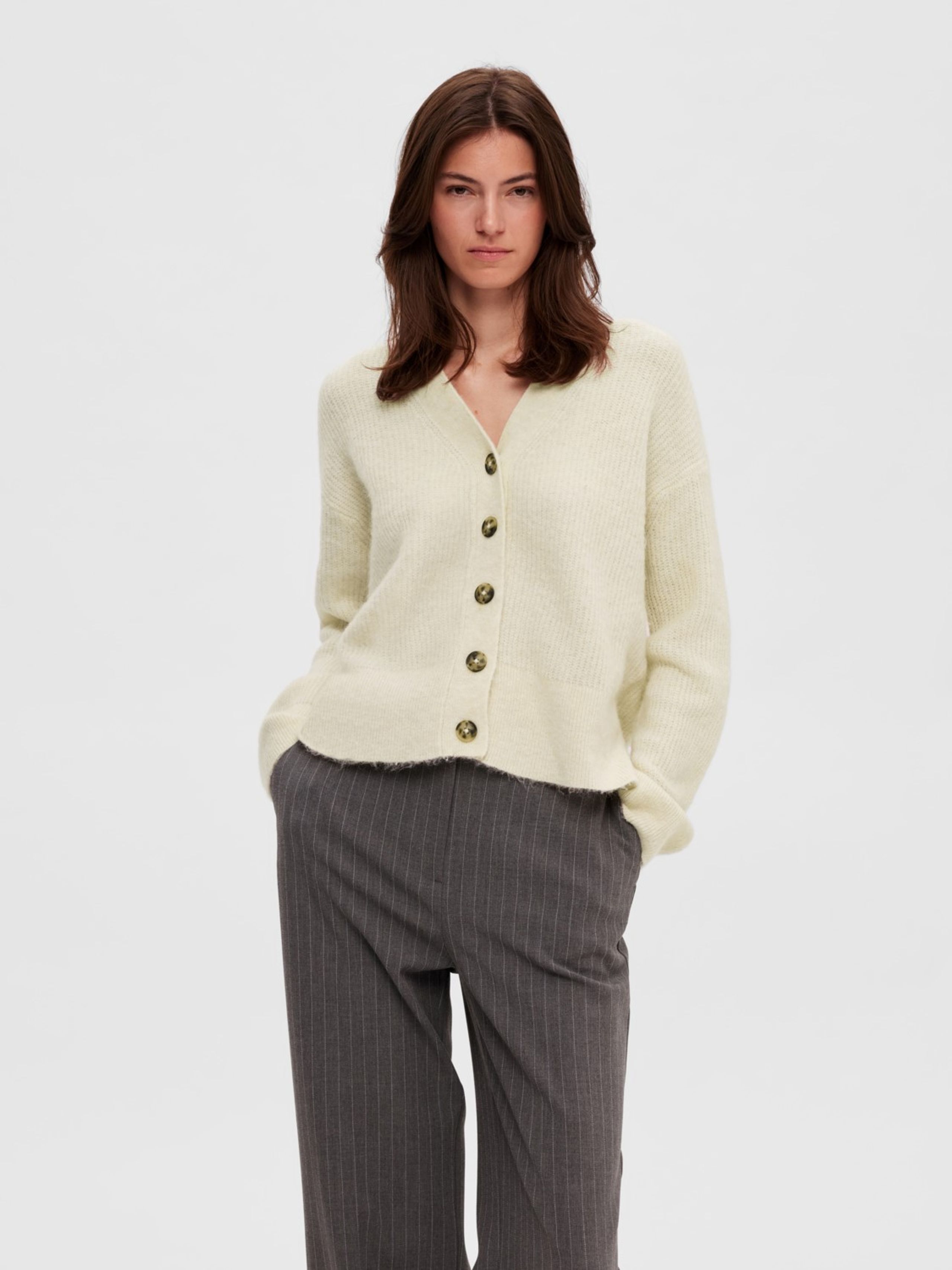 Selected Femme - Cardigan - SLFMaline LS Knit Short Cardigan - Birch