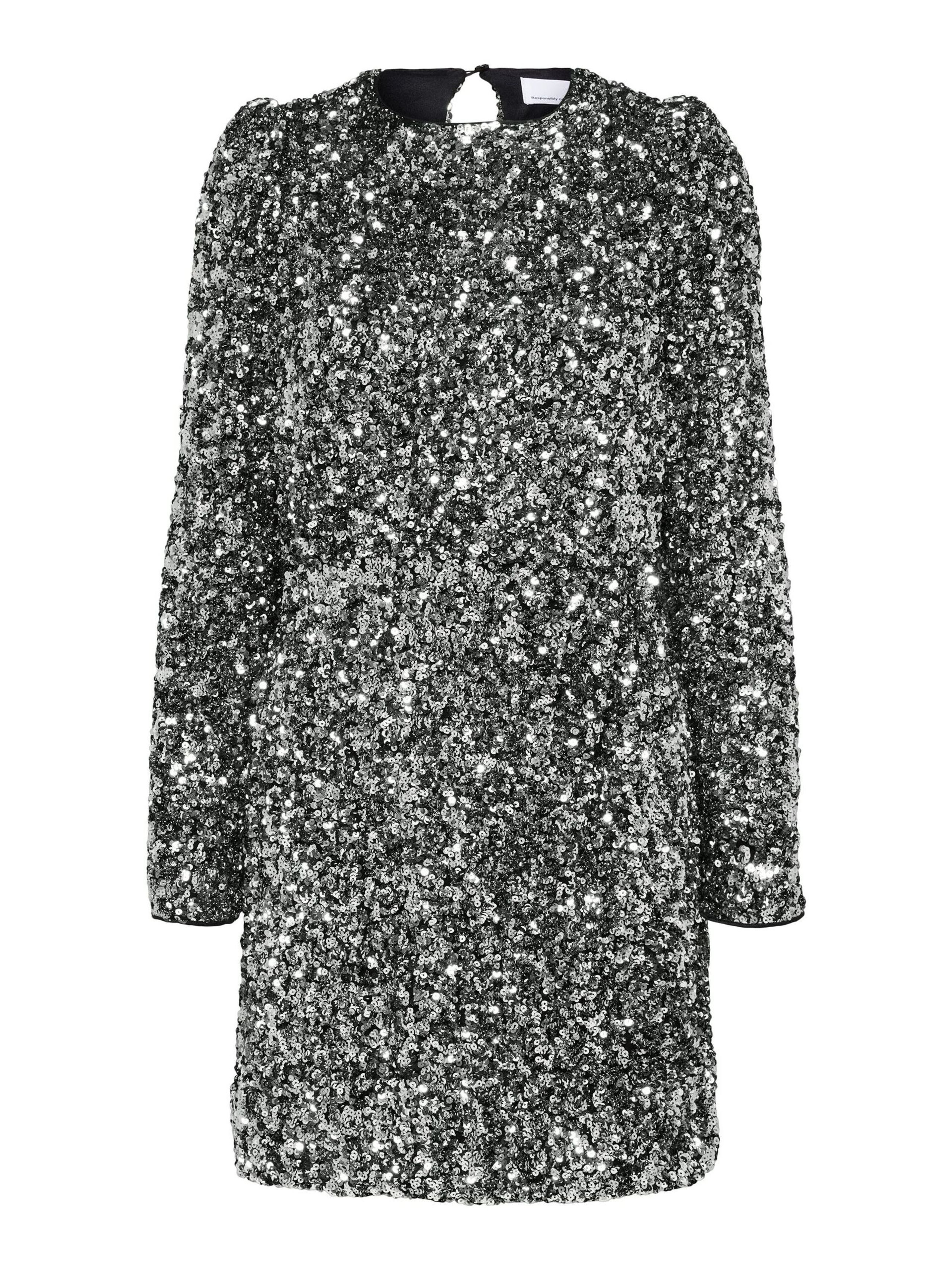 Selected Femme - Kleid - SLFColyn Short Sequin Dress - Silver
