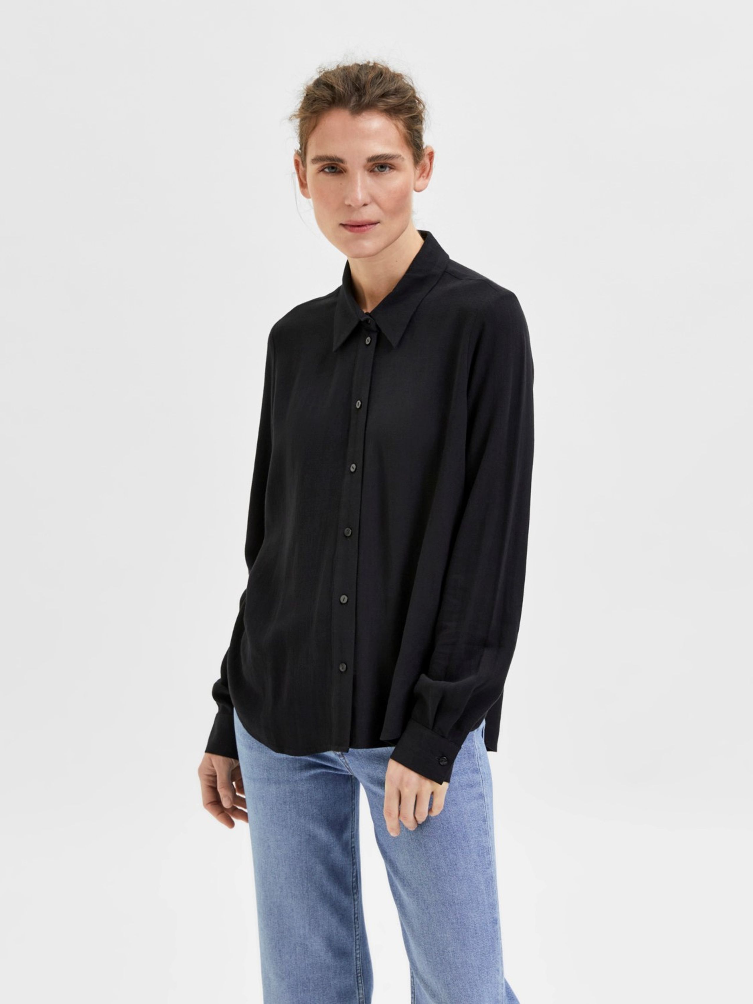 Selected Femme - Shirt - SLFViva LS Shirt NOOS - Black