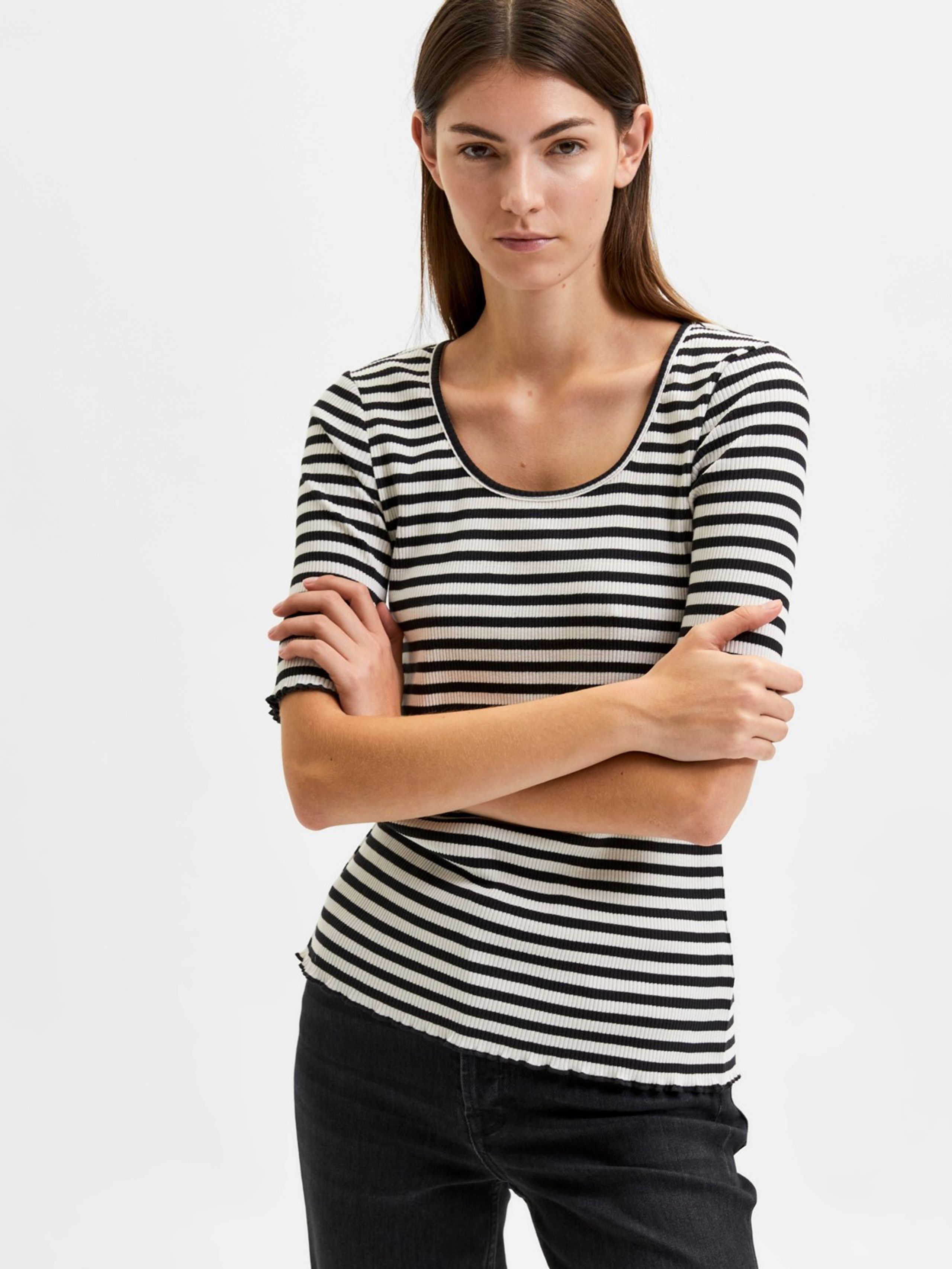 SLFAnna SS U-neck Striped Tee - T-Shirt - Selected Femme