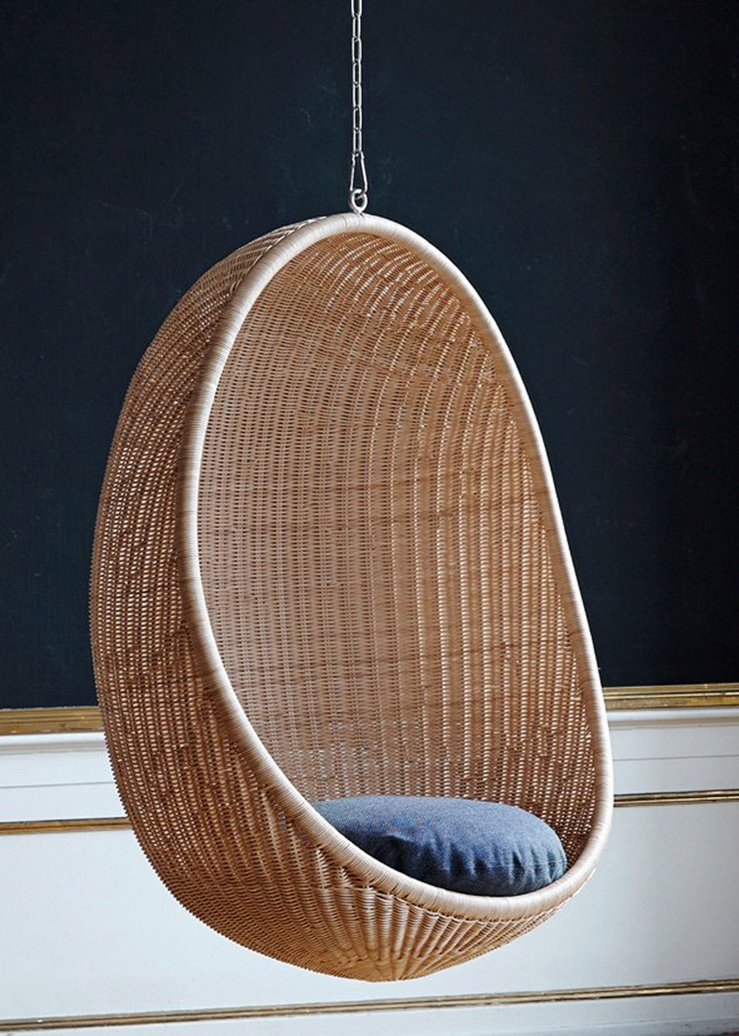 arash® Chaise suspendue - Egg chair - avec cadre - Zwart- Beige