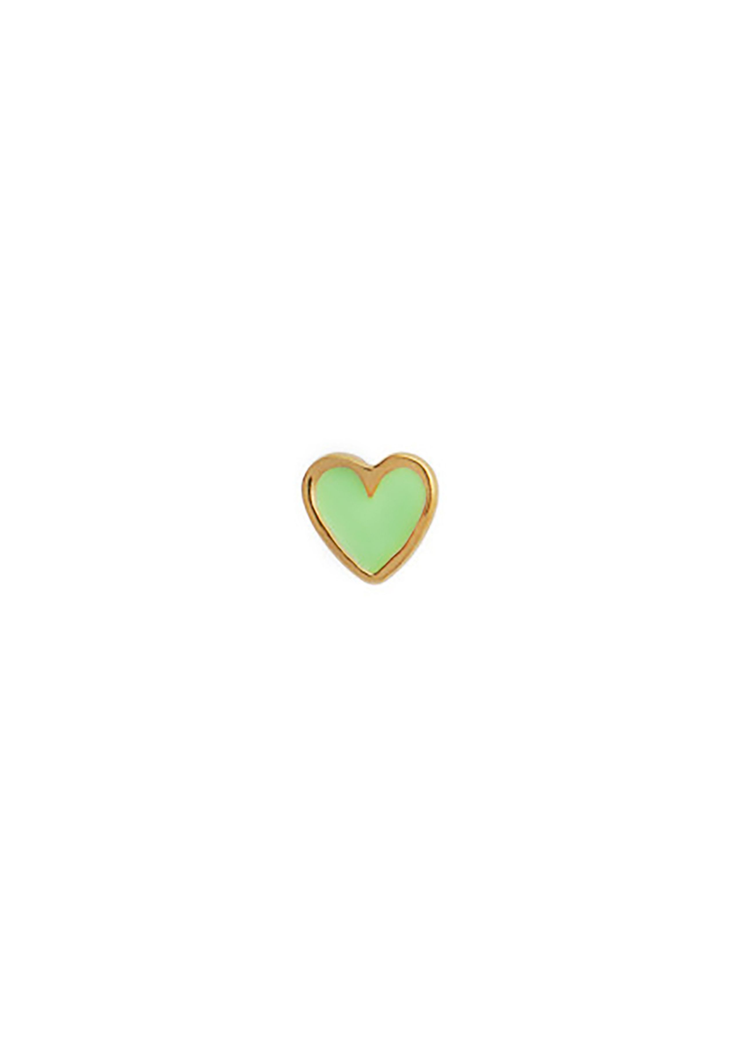 Stine A - Brinco - Petit Love Heart Earring - Gold/Grass Green