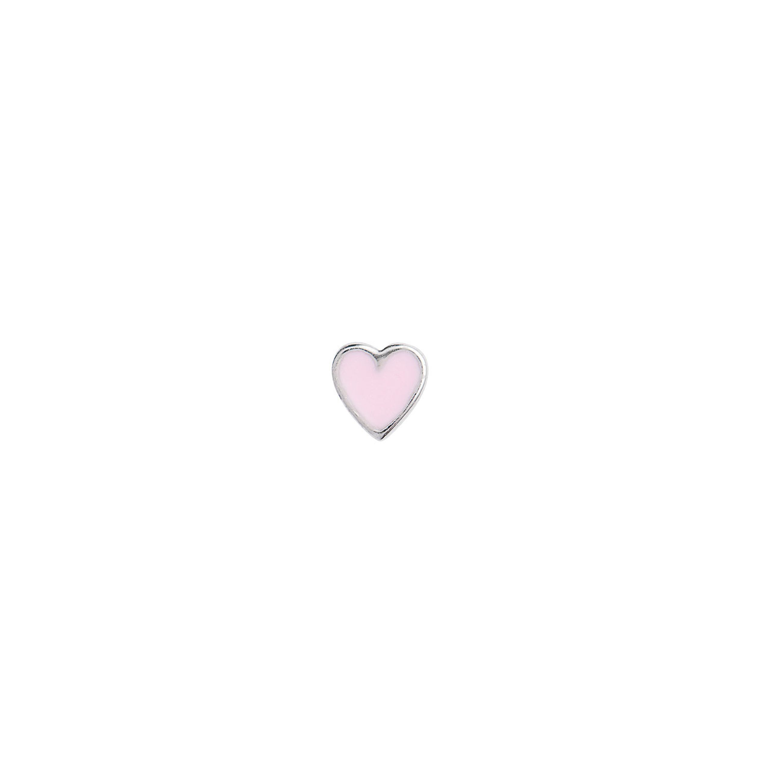Stine A -  - Petit Love Heart Earring - Silver/Light Pink