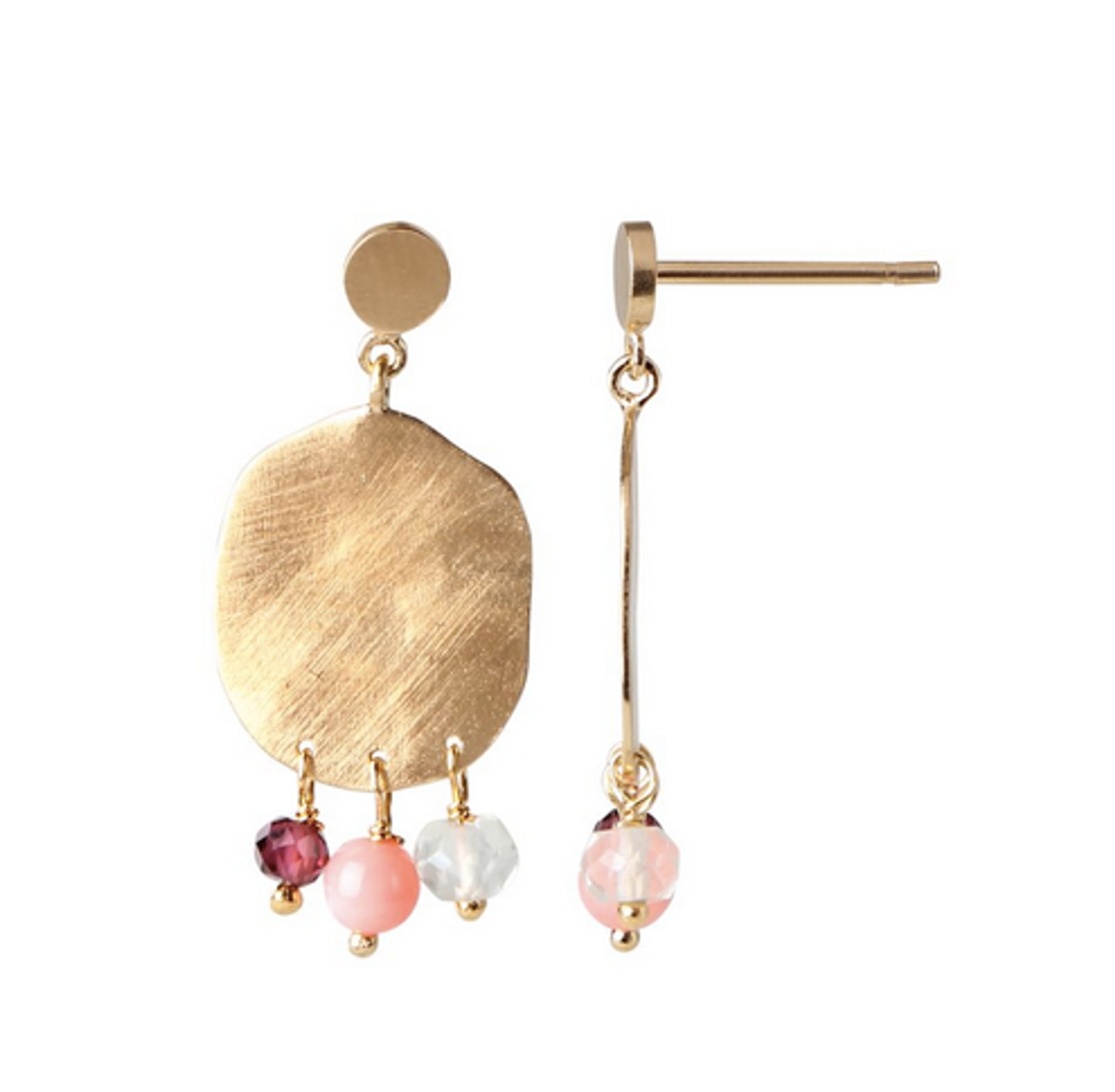 Hammered and Gemstone Earring Oorbellen - Stine A