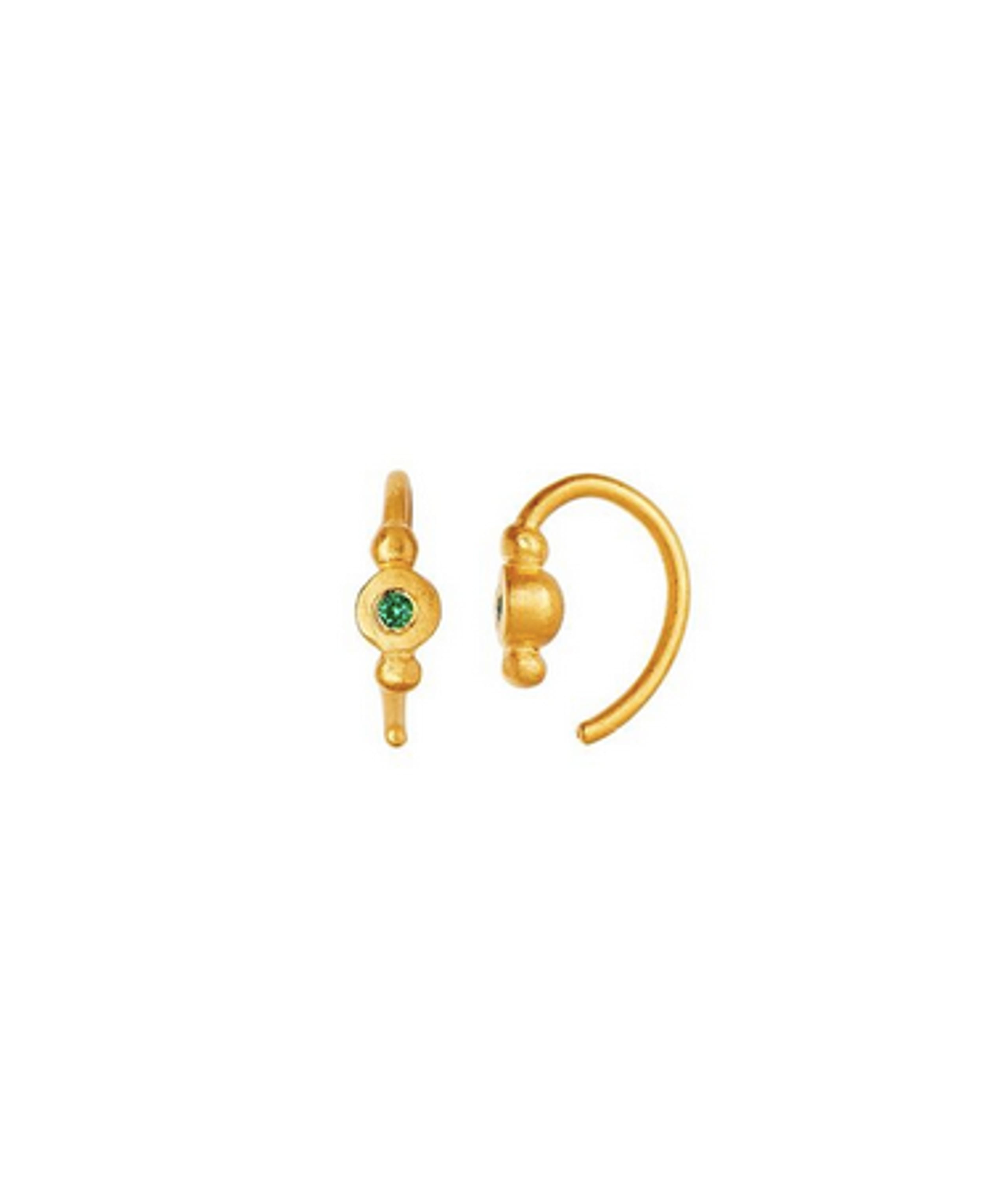 Stine A - Boucle d'oreille - Petit Bon Bon Zircon Earring - Gold/Green Zircon