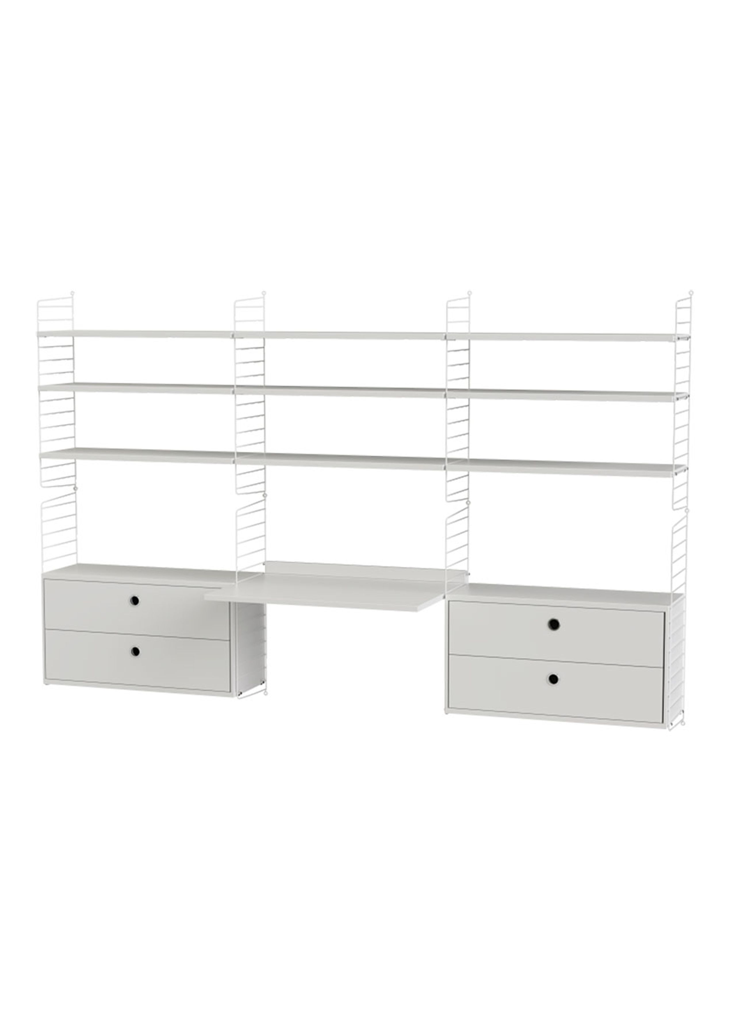 String Furniture - Regalsystem - Workspace F - White / White