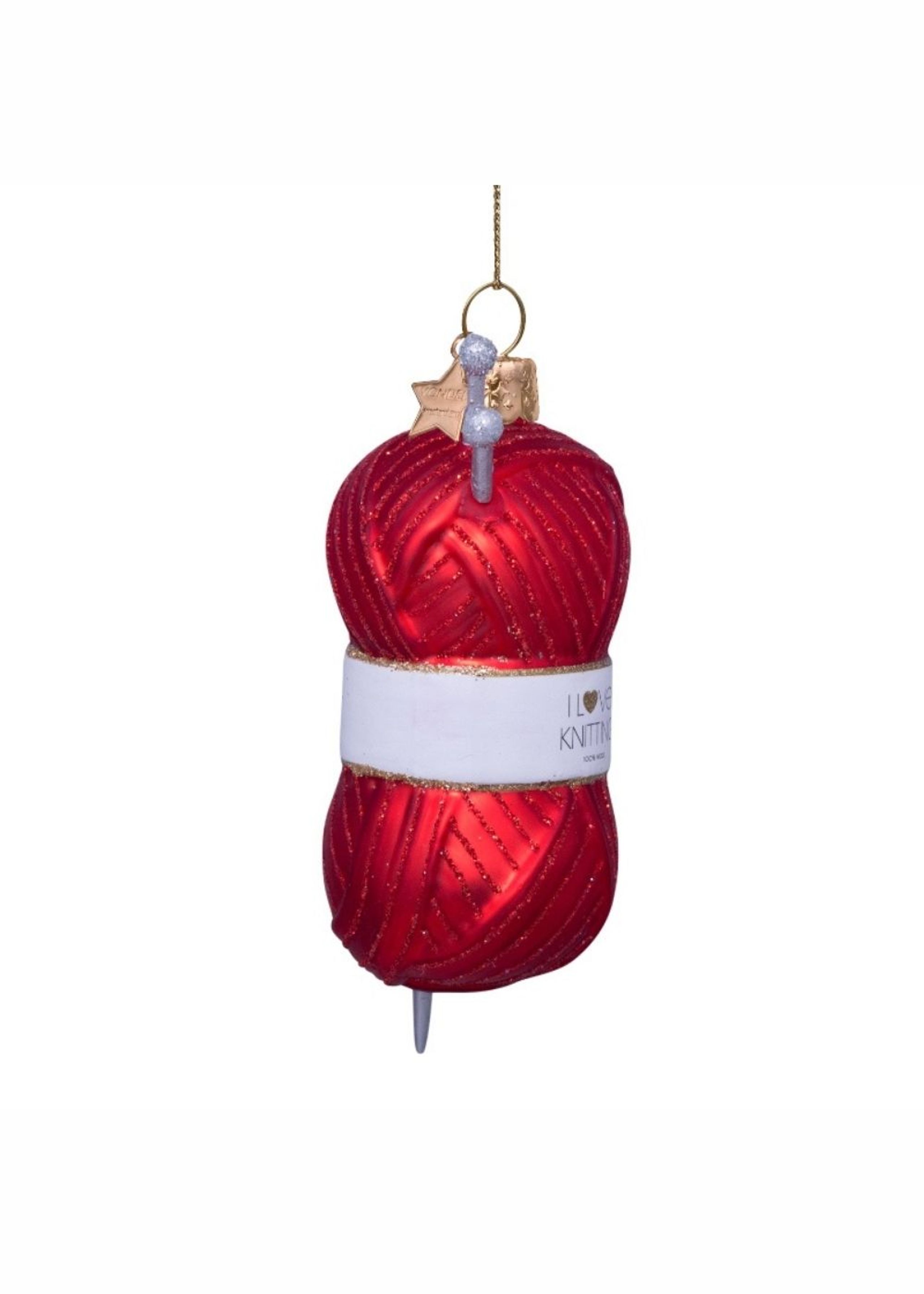 Vondels - Boule de Noël - Ornament glass red knitting yarn  - Red