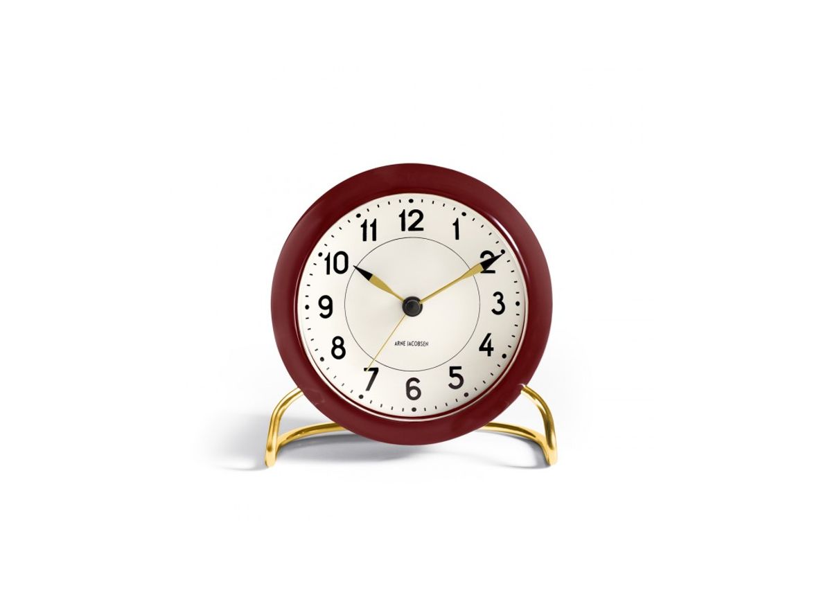 Produktfoto för Arne Jacobsen - Station Vægur - Klockan - Table clock bordeaux/white - Ø11 cm