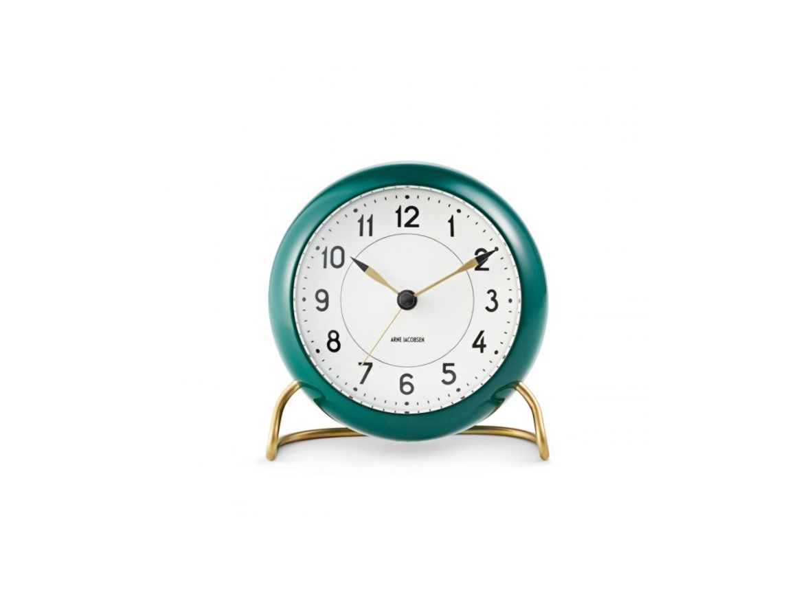 Produktfoto för Arne Jacobsen - Station Vægur - Klockan - Table clock green/white - Ø11 cm