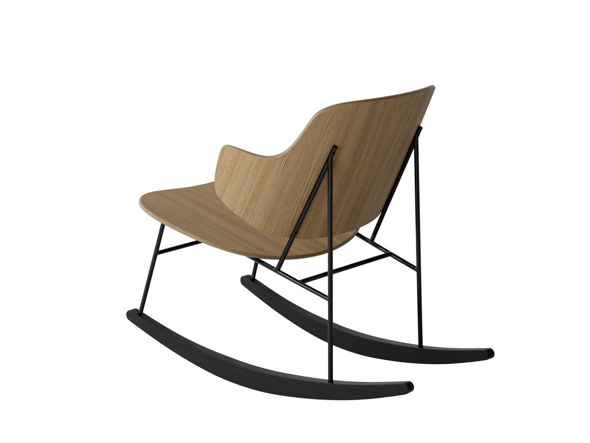 Image of Audo Copenhagen - The Penguin Rocking Chair  - Gungstol - Black steel base / Natural oak seat and back - W56 x L85 x H74 cm