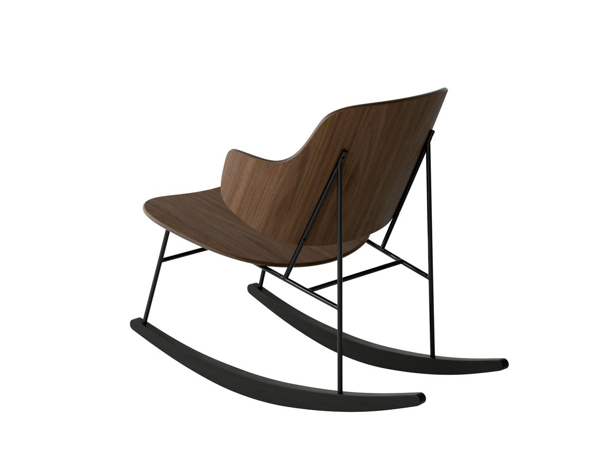 Image of Audo Copenhagen - The Penguin Rocking Chair  - Gungstol - Black steel base / Walnut seat and back - W56 x L85 x H74 cm