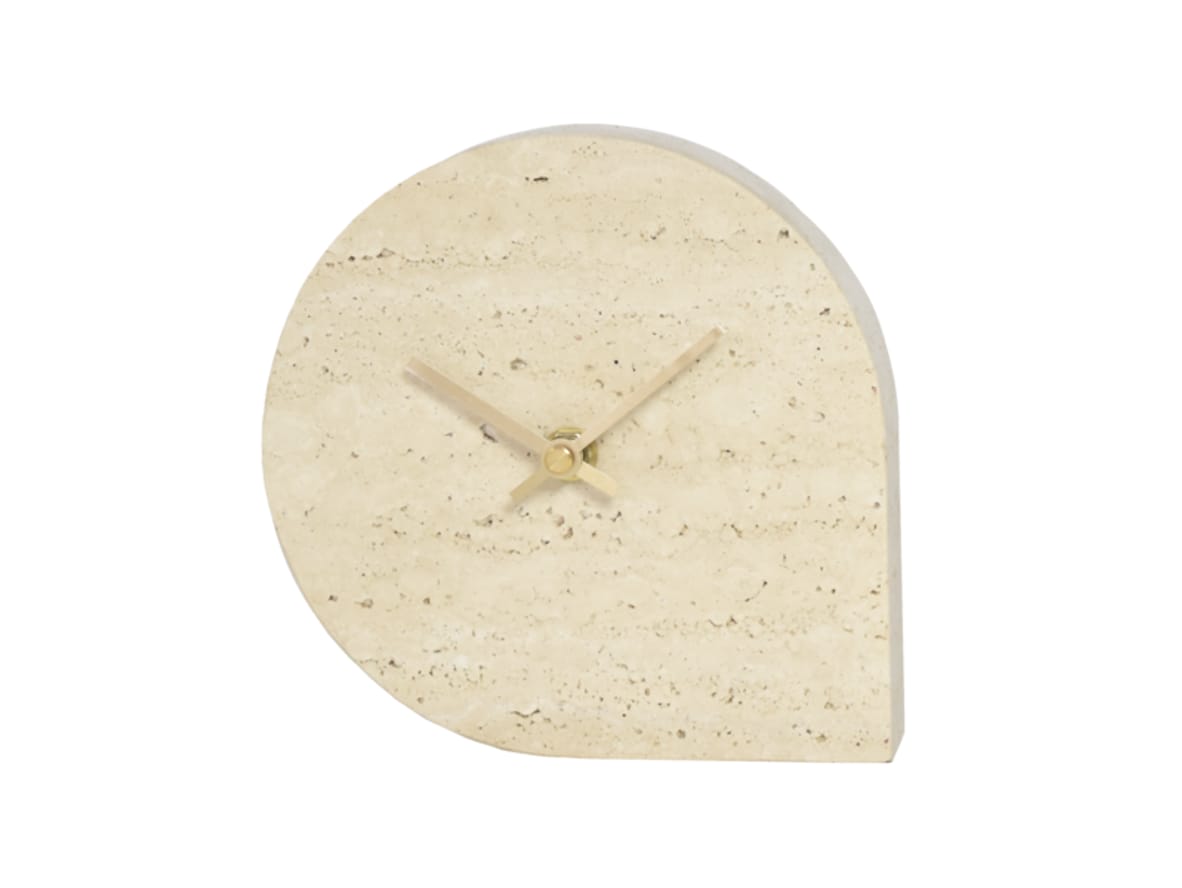 AYTM - Stilla Clock - Klockan - Travertine - L19 x W4 x H15,8 cm