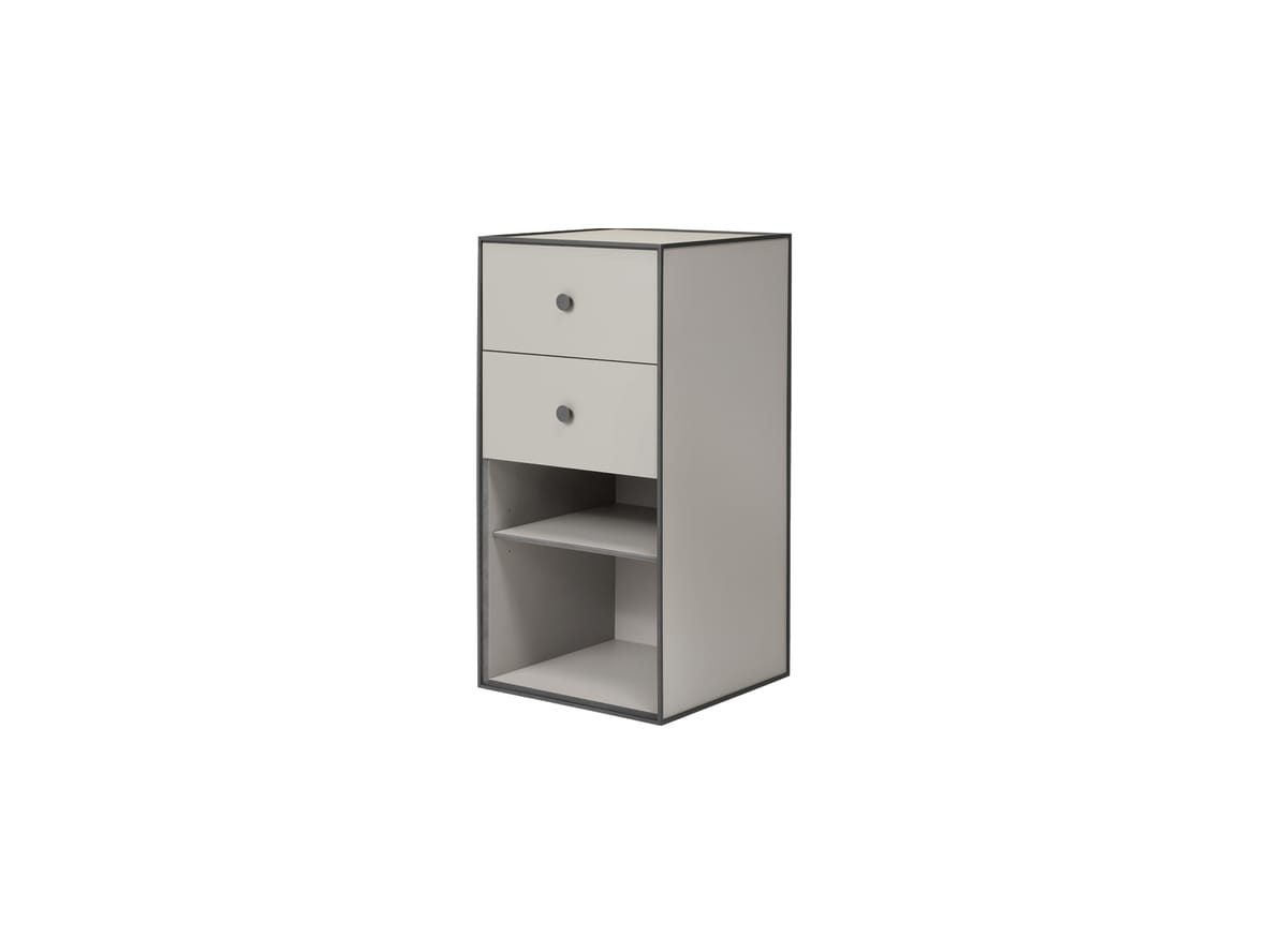 Audo Copenhagen - Frame 70  - Hylla - Sand - With shelf and 2 drawers - 35x35x70