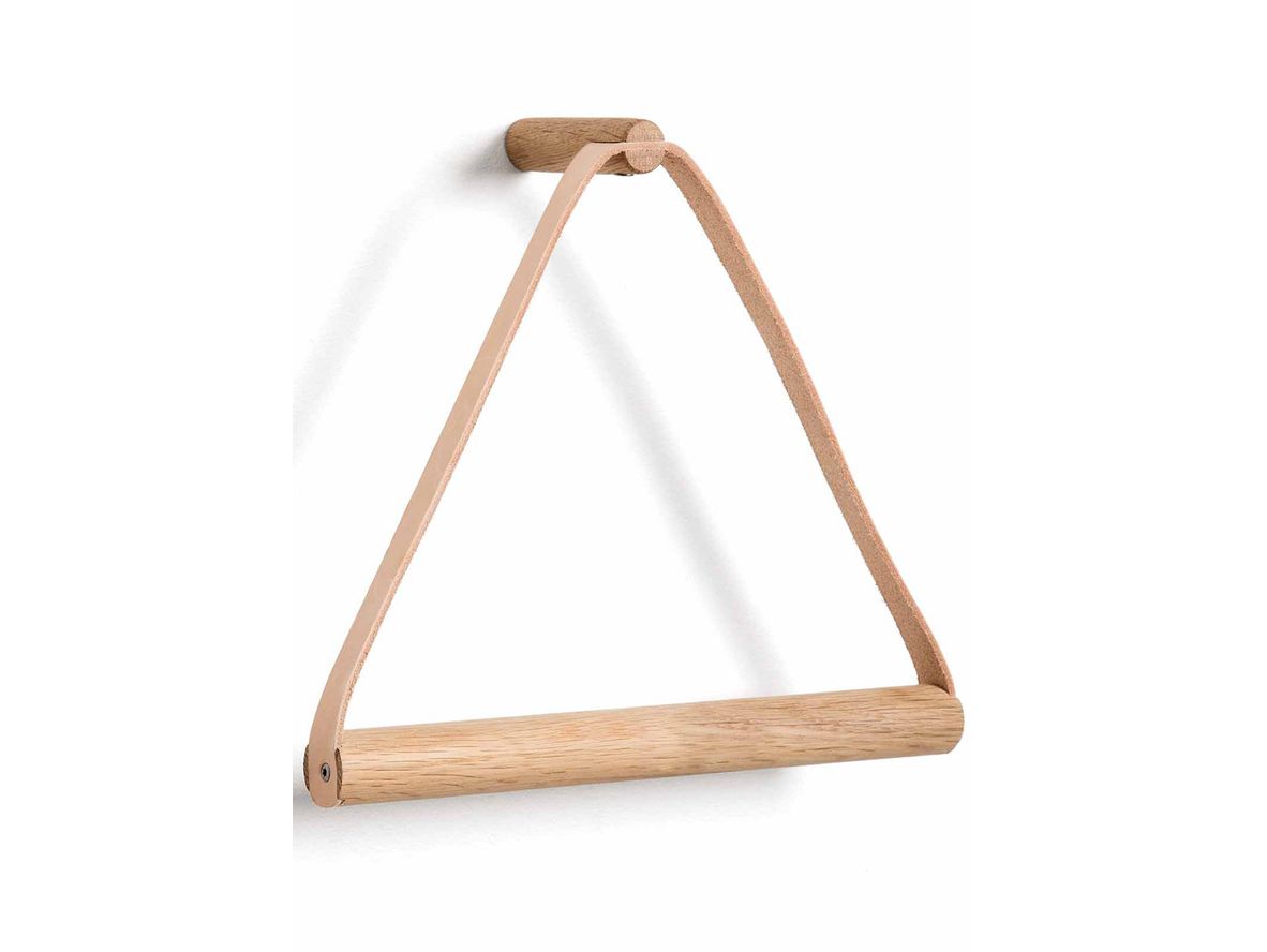 Produktfoto för EKTA Handvaerk - Towel Hanger - Handdukshängare - Nature oak & leather - L: 25 x H: 22 cm