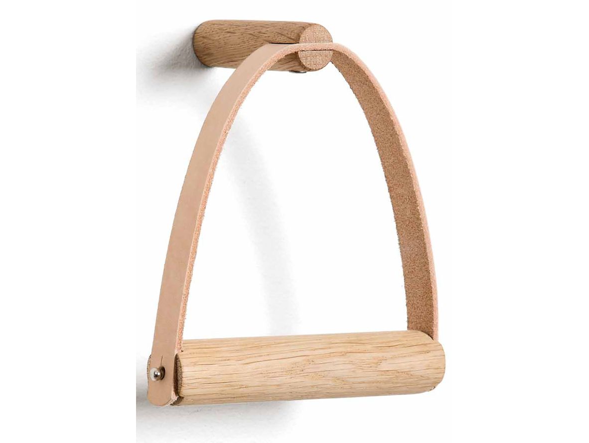 Produktfoto för EKTA Handvaerk - Toilet Paper Holder - Toalettpappershållare - Nature oak & leather - W: 13 x H: 15 cm