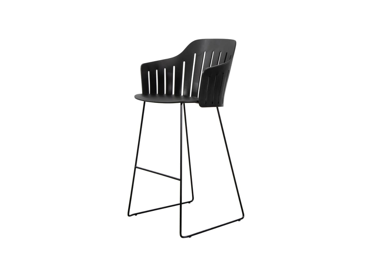 Image of Cane-line - Choice Barstool - Outdoor - Barstol - Frame: Black Stainless Steel / Seat: Black - W59 x D53 x H42 cm