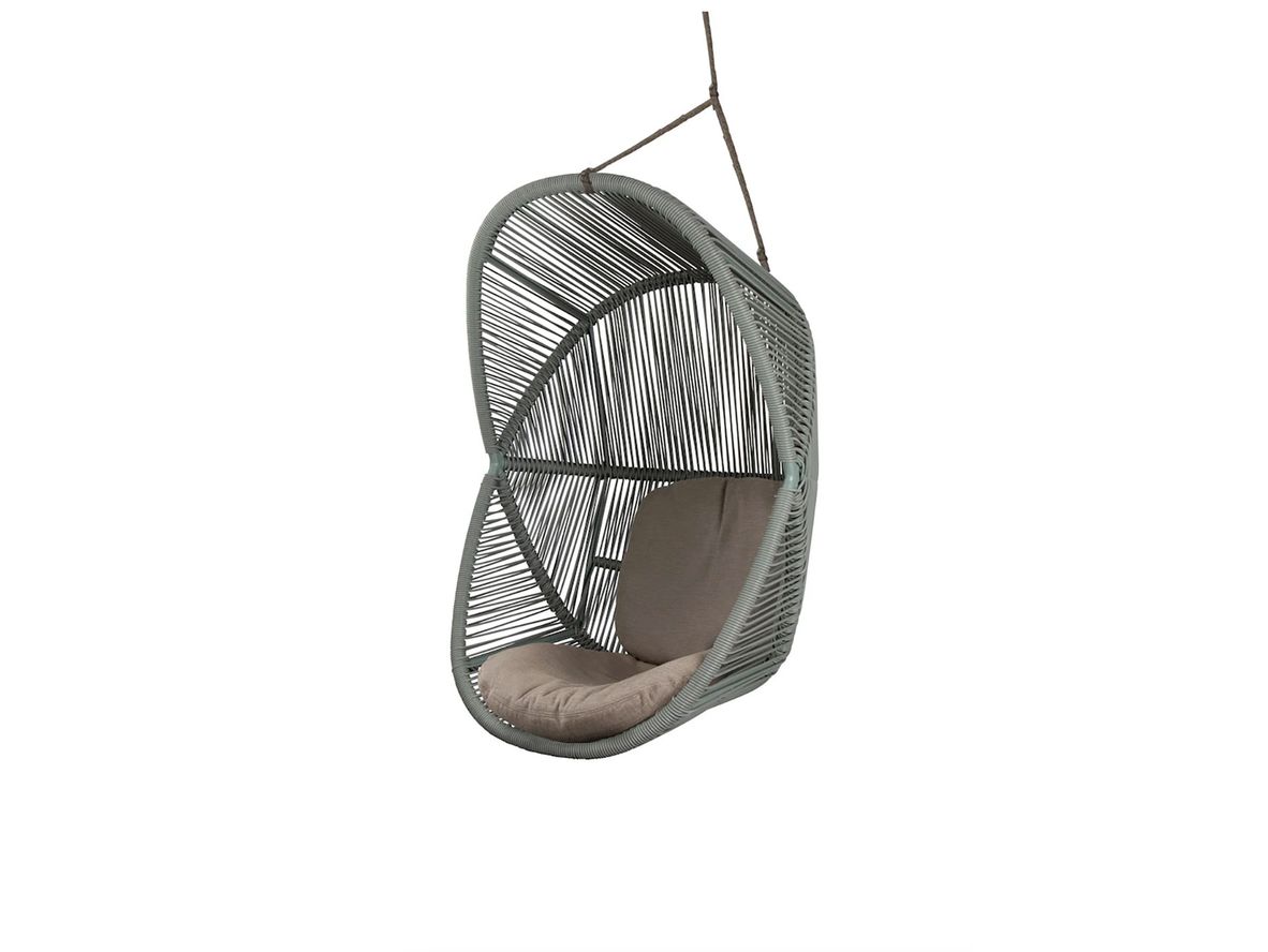 Produktfoto för Cane-line - Hive Hanging Chair - Hängande stol - Seat: Dusty Green, Aluminium / Frame: Cane-line Soft Rope, Taupe / Cushion: Taupe, Cane-line AirTouch - W87 x D87 x H124 cm