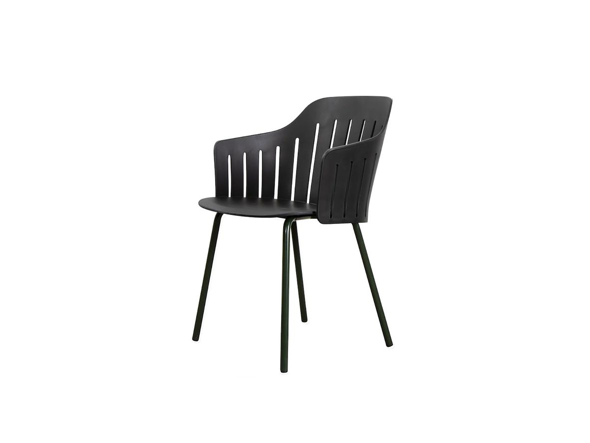 Image of Cane-line - Choice Chair - Indoor Steel - Indoor - Matstol - Frame: Indoor Steel, Dark Green / Seat: Black - W59 x D53 x H42 cm