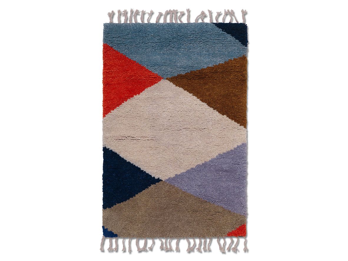 Produktfoto för Ferm Living - Harlequin Knotted Rug - Mattor - Multi Blue - W80 x L120 x H4 cm