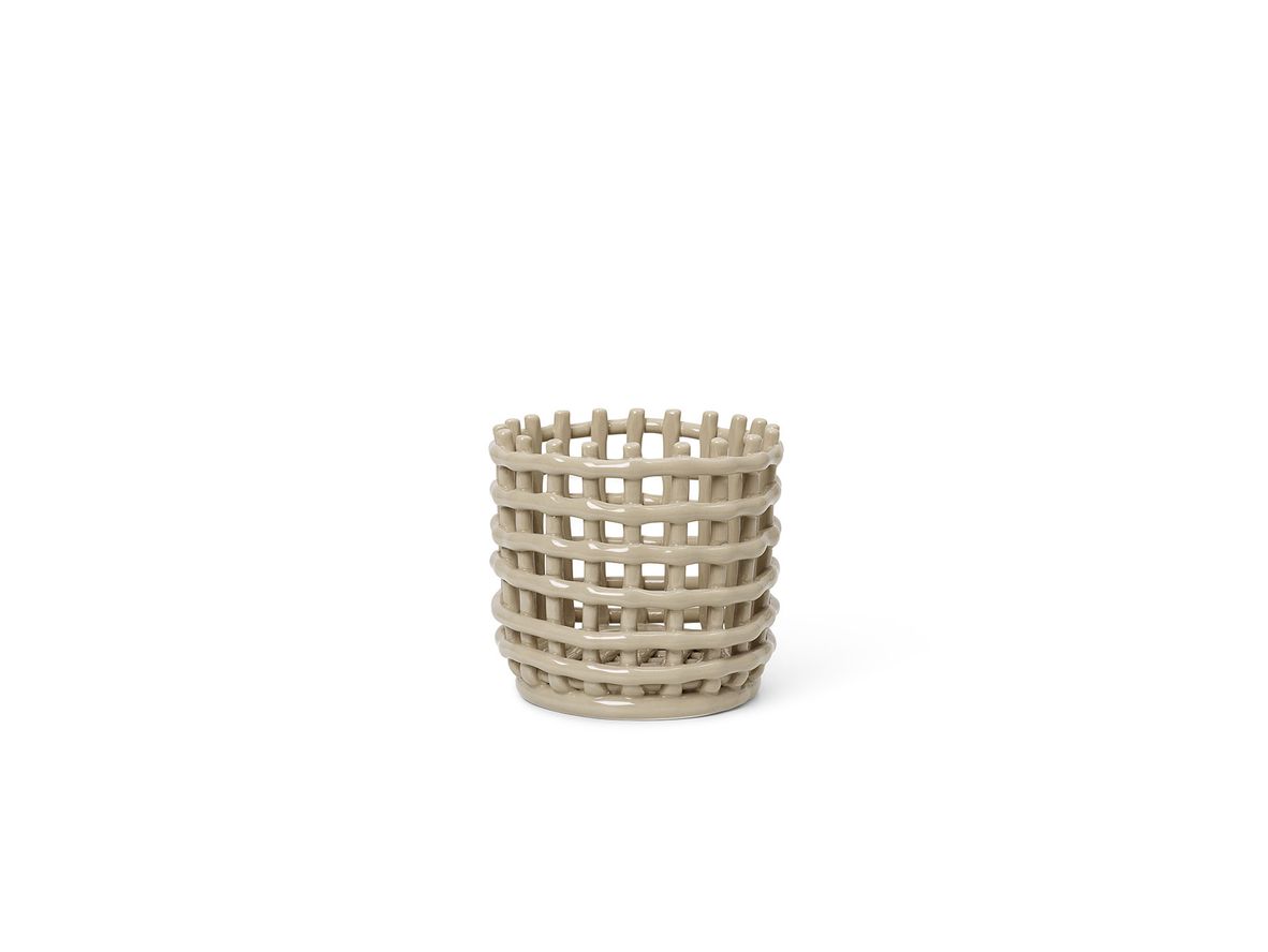 Produktfoto för Ferm Living - Ceramic Basket - Korg - Small - Cashmere - Ø16 x H14,5 cm