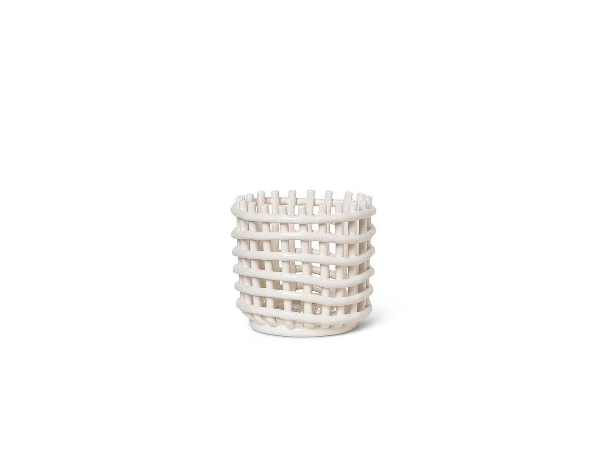 Produktfoto för Ferm Living - Ceramic Basket - Korg - Small - Off White - Ø16 x H14,5 cm