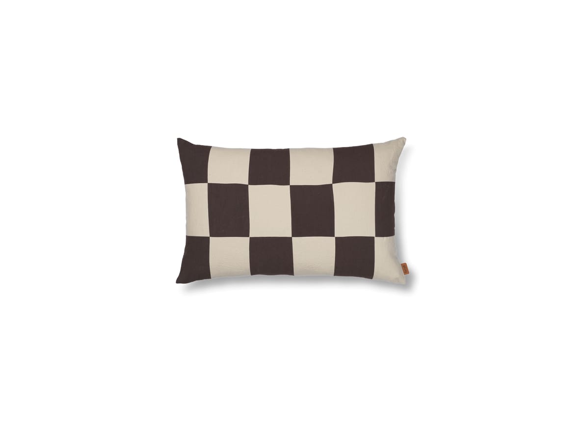 Image of Ferm Living - Fold Patchwork Cushion - Kudde - Coffee/Undyed - W60 x D1 x H40 cm