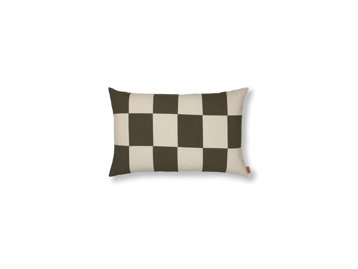 Image of Ferm Living - Fold Patchwork Cushion - Kudde - Dark Olive /Undyed - W60 x D1 x H40 cm