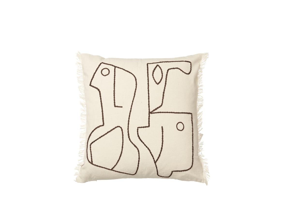 Ferm Living - Figure Cushion Cover - Kuddfodral - Figure Cushion Cover - Off-white/Coffee - W50 x D1 x H50 cm