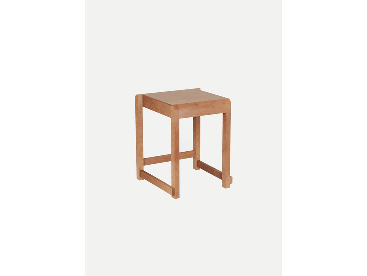 FRAMA - Low stool 01 - Pall - Warm Brown Wood - H46 x W37 x L37.6 cm