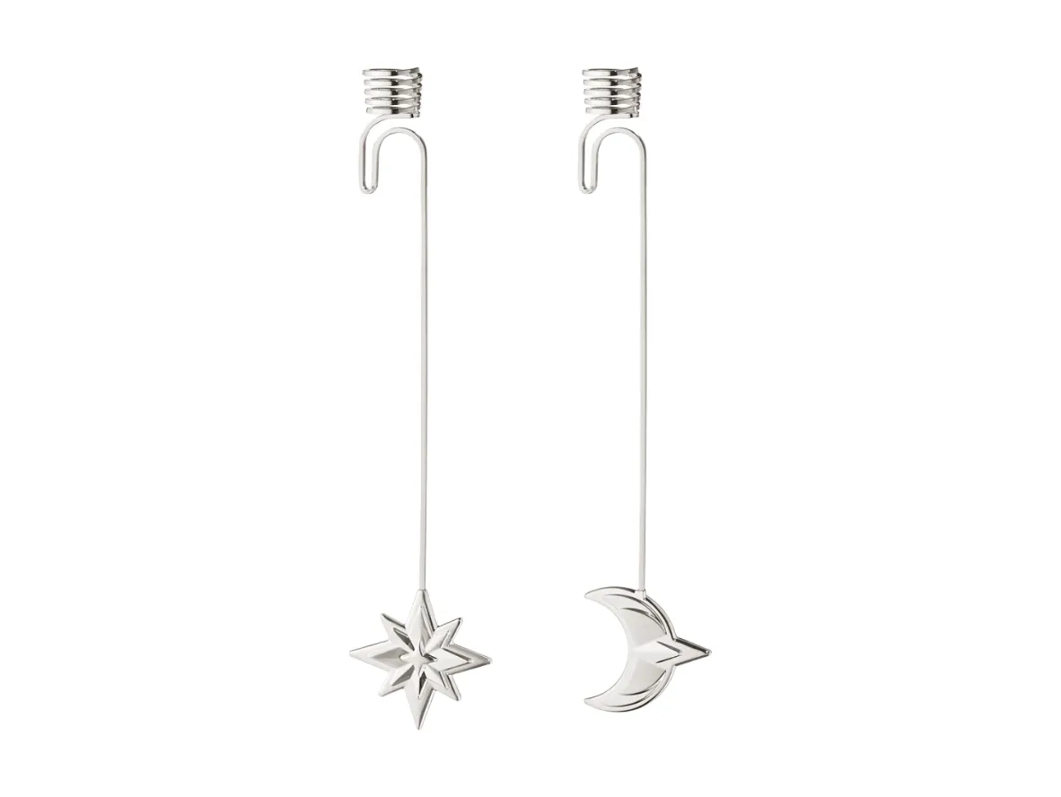 Produktfoto för Georg Jensen Christmas Collecton 2024 Måne & Stjärna ljushållare set, palladiumplätterad