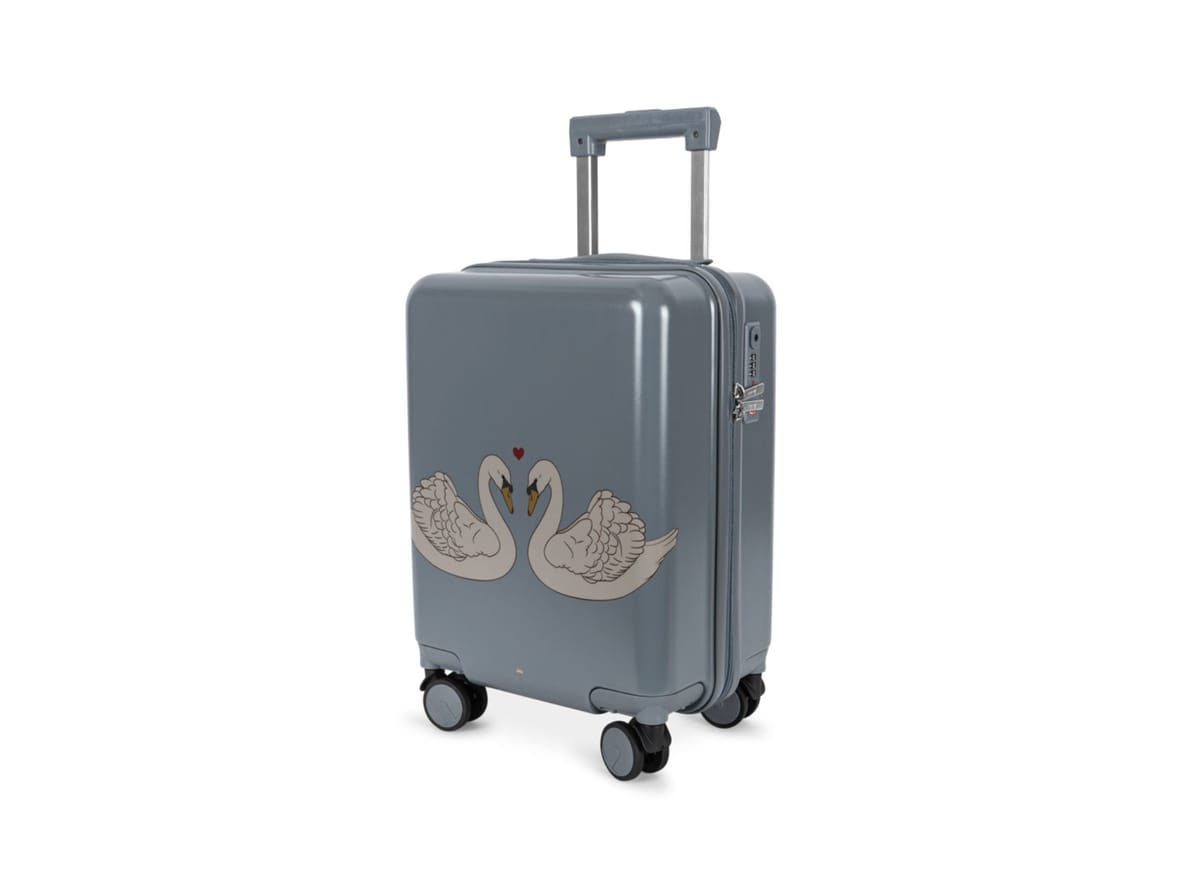 Produktfoto för Konges Sløjd - Travel Suitcase - Resväska - Swan blue - H35 x W34 x L21 cm