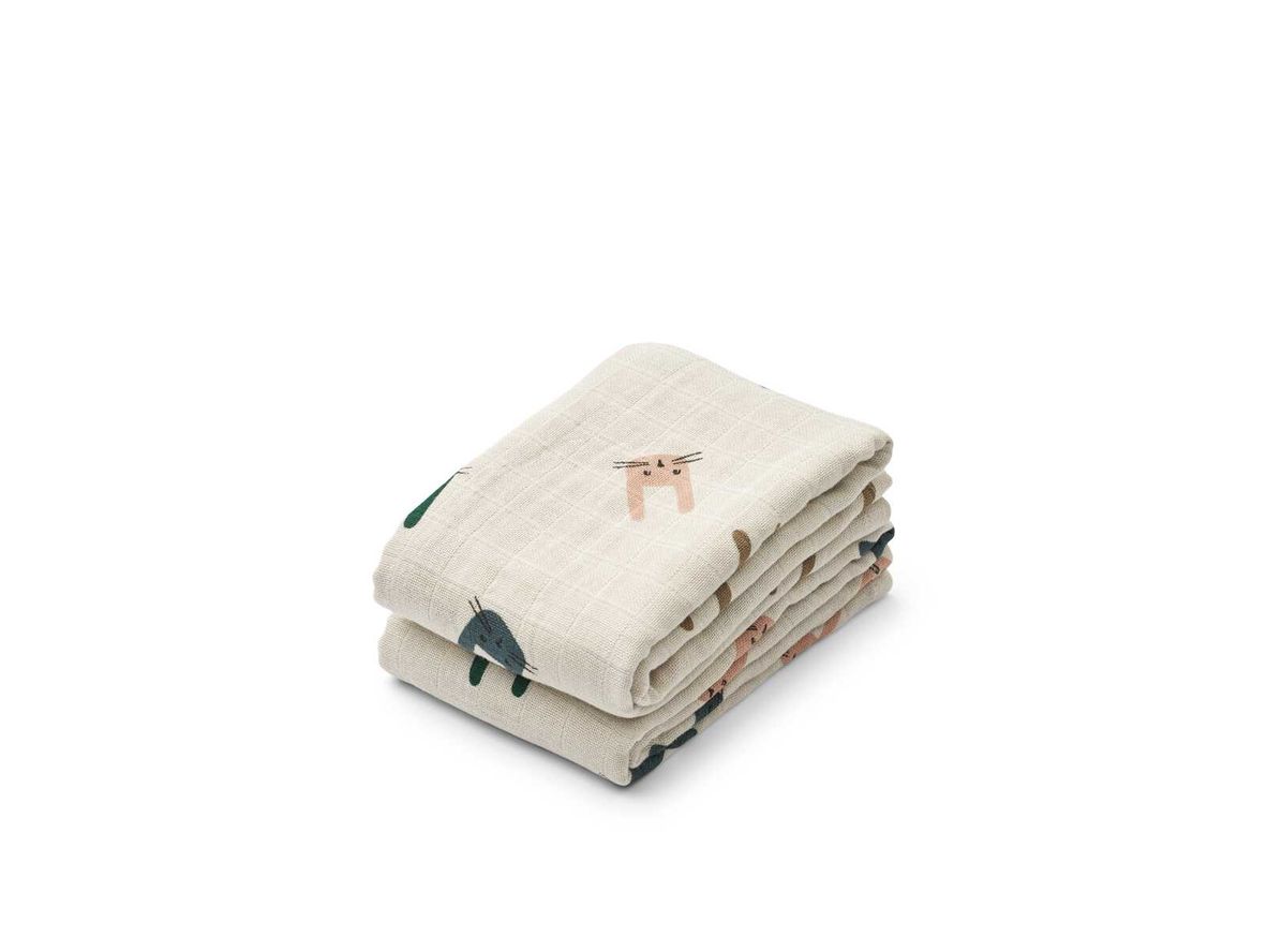 Produktfoto för LIEWOOD - Lewis Muslin Cloth 2-Pack - Tygblöjor - 2184 Bunny / Sandy - L65 x W65 cm