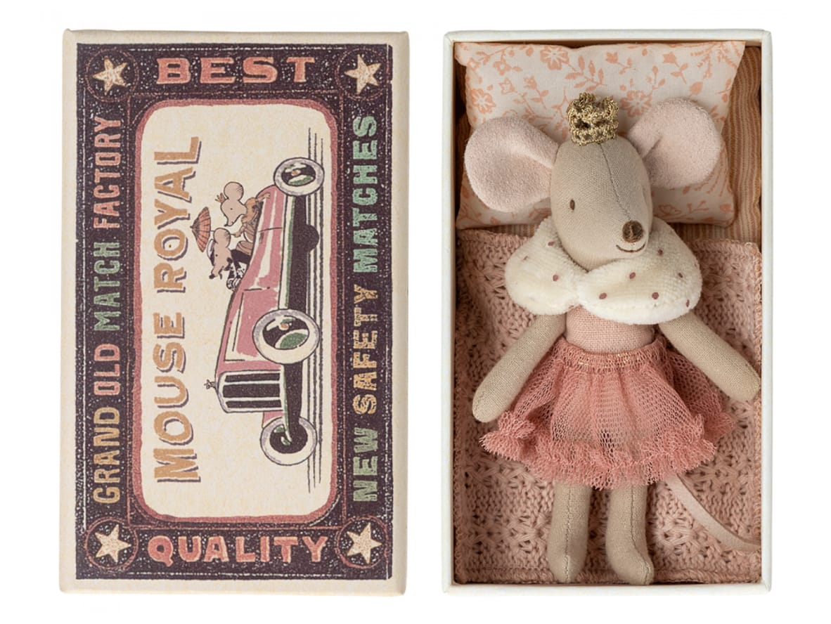 Produktfoto för Maileg - Princess mouse, Little sister in matchbox, soft pink - Leksaker - Soft - 11 cm