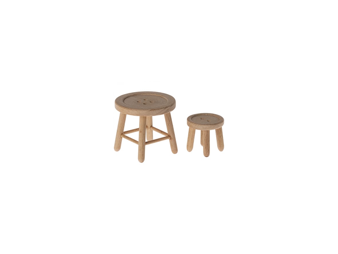 Produktfoto för Maileg - Table and stool set - Mouse - Leksaker - Wood - H:5 x W:5 cm