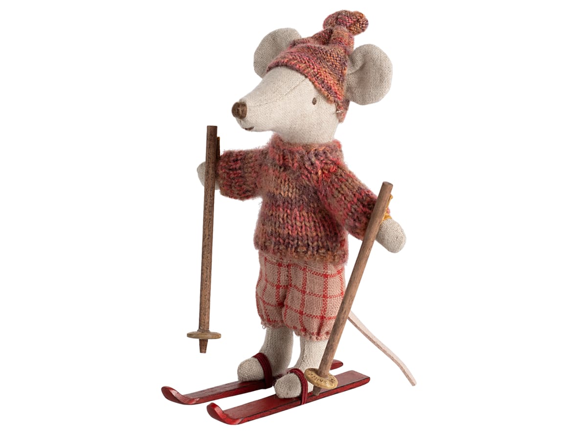 Produktfoto för Maileg - Winter mouse with ski set - Leksaker - Big Sister Rose - H13 cm