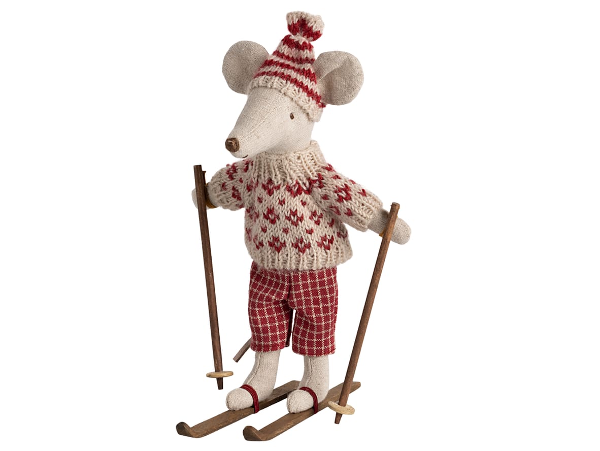 Produktfoto för Maileg - Winter mouse with ski set - Leksaker -  - H15 cm