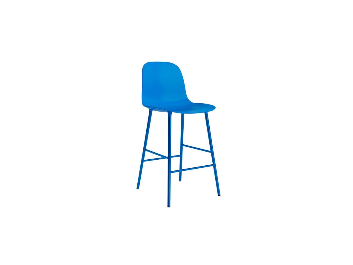 Image of Normann Copenhagen - Form Bar Chair 65 cm Steel - Barstol - Bright Blue - H100 x W48 x D52 x SH65 cm
