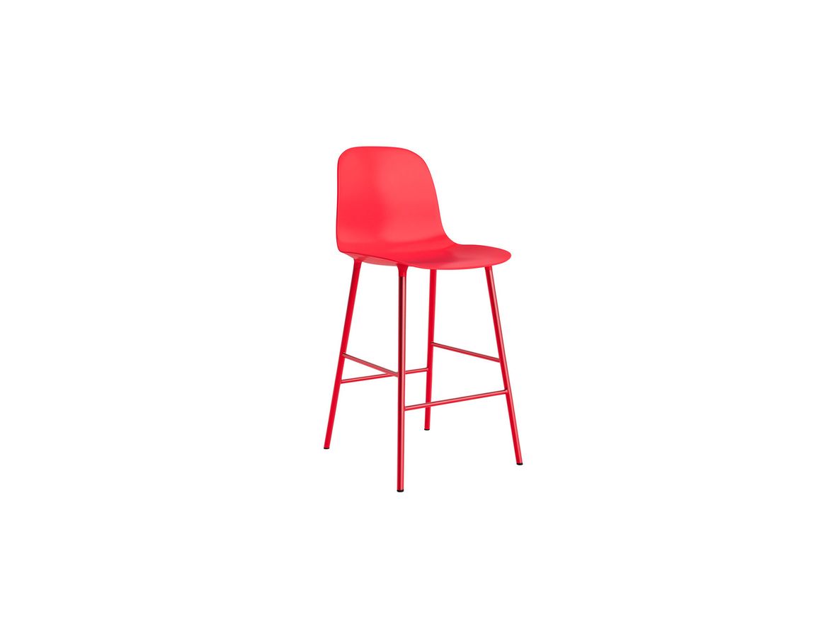 Produktfoto för Normann Copenhagen - Form Bar Chair 65 cm Steel - Barstol - Bright Red - H100 x W48 x D52 x SH65 cm