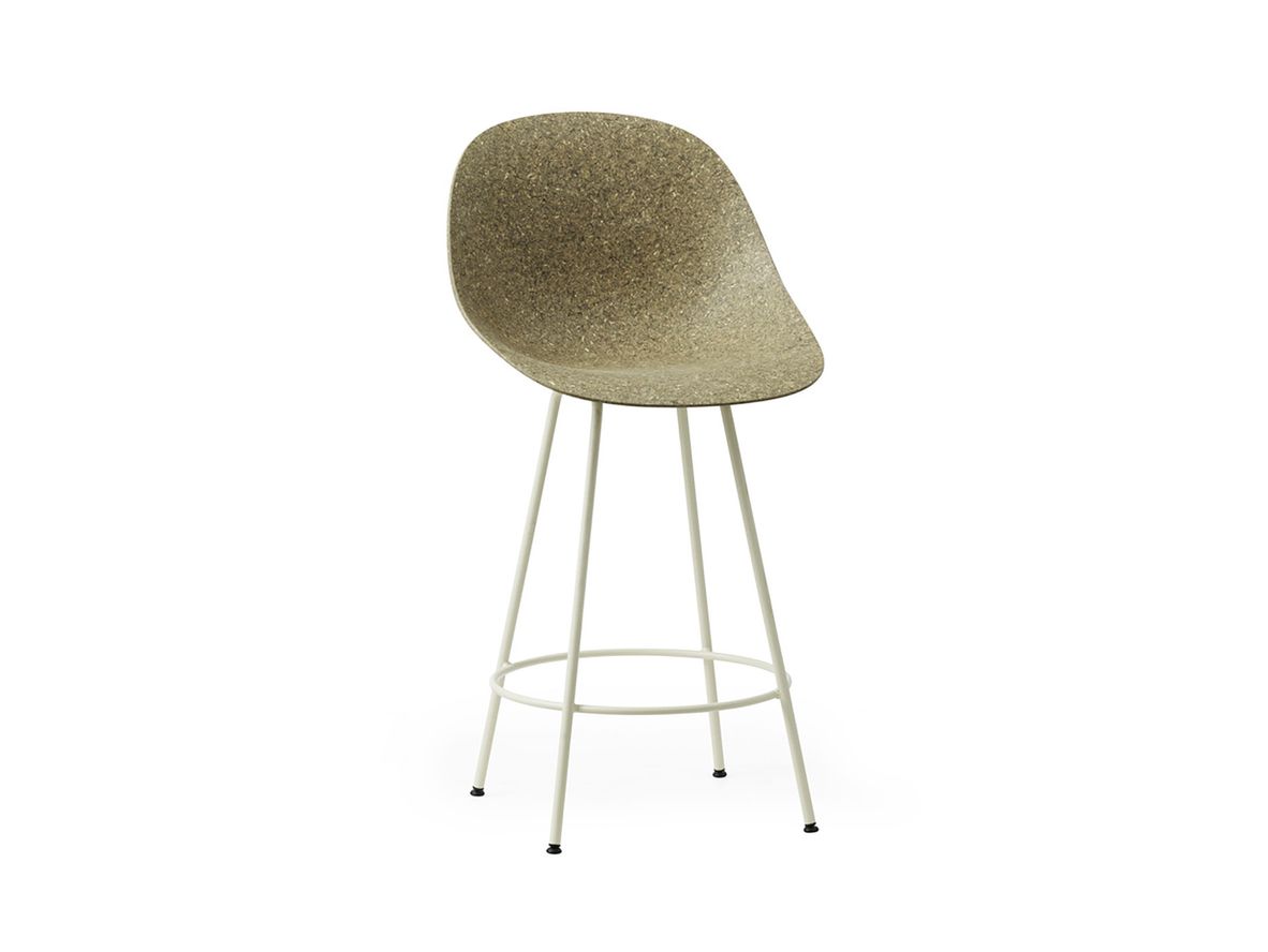 Image of Normann Copenhagen - Mat Bar Chair 65 cm Steel - Barstol - Seaweed / Cream Steel - H101 x W51,6 x D55 x SH65 cm