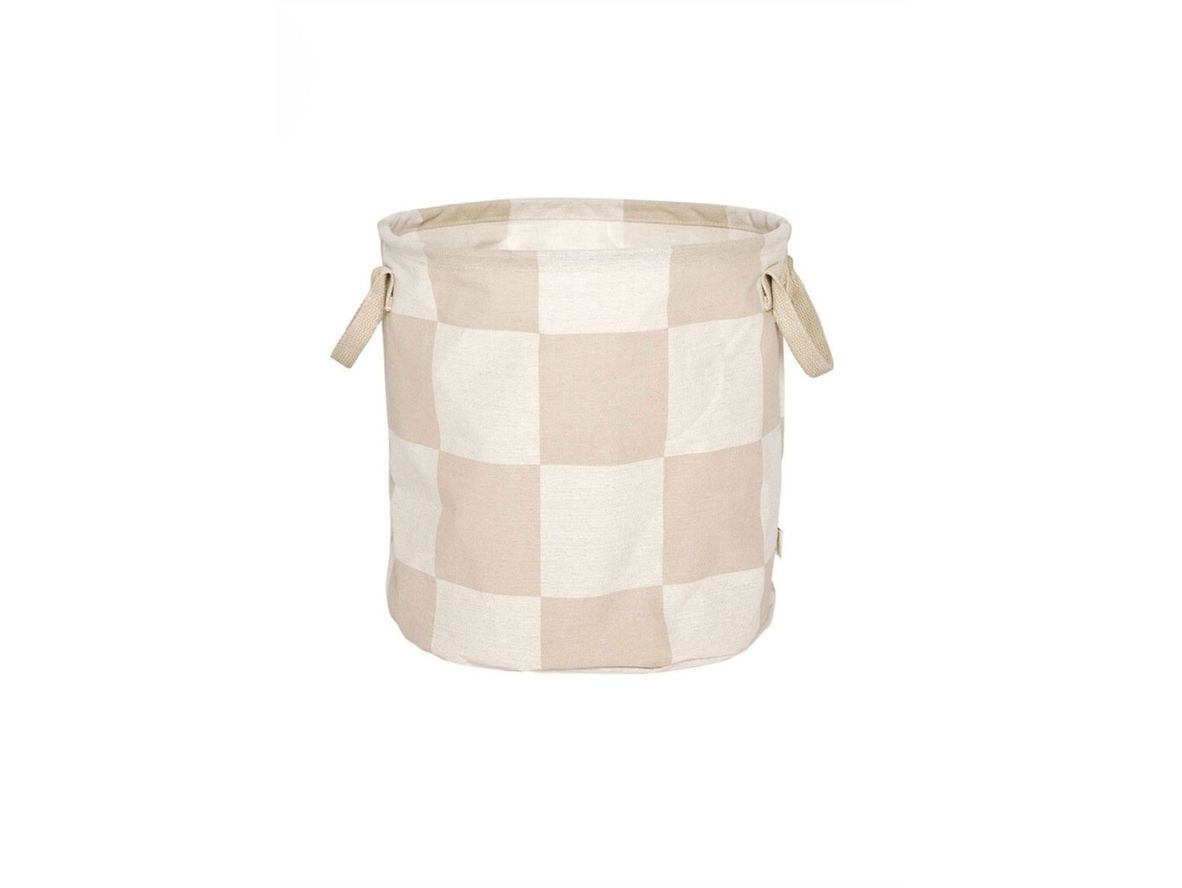 OYOY LIVING - Chess Laundry/storage Basket - Tvättkorg - 306 Clay / Offwhite (Medium) - Ø32 x H32 cm