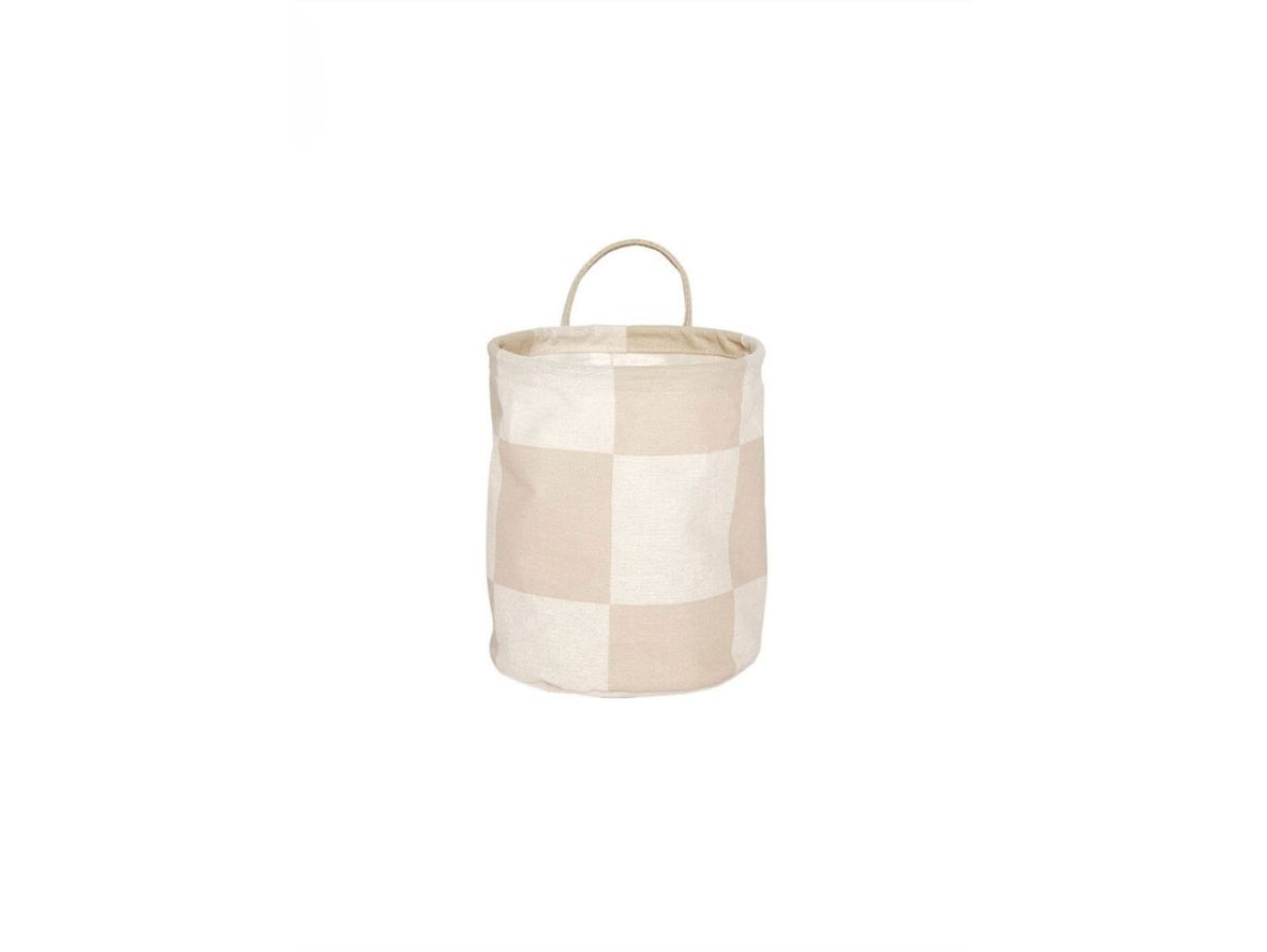 OYOY LIVING - Chess Laundry/storage Basket - Tvättkorg - 306 Clay / Offwhite (Small) - Ø18 x H22 cm