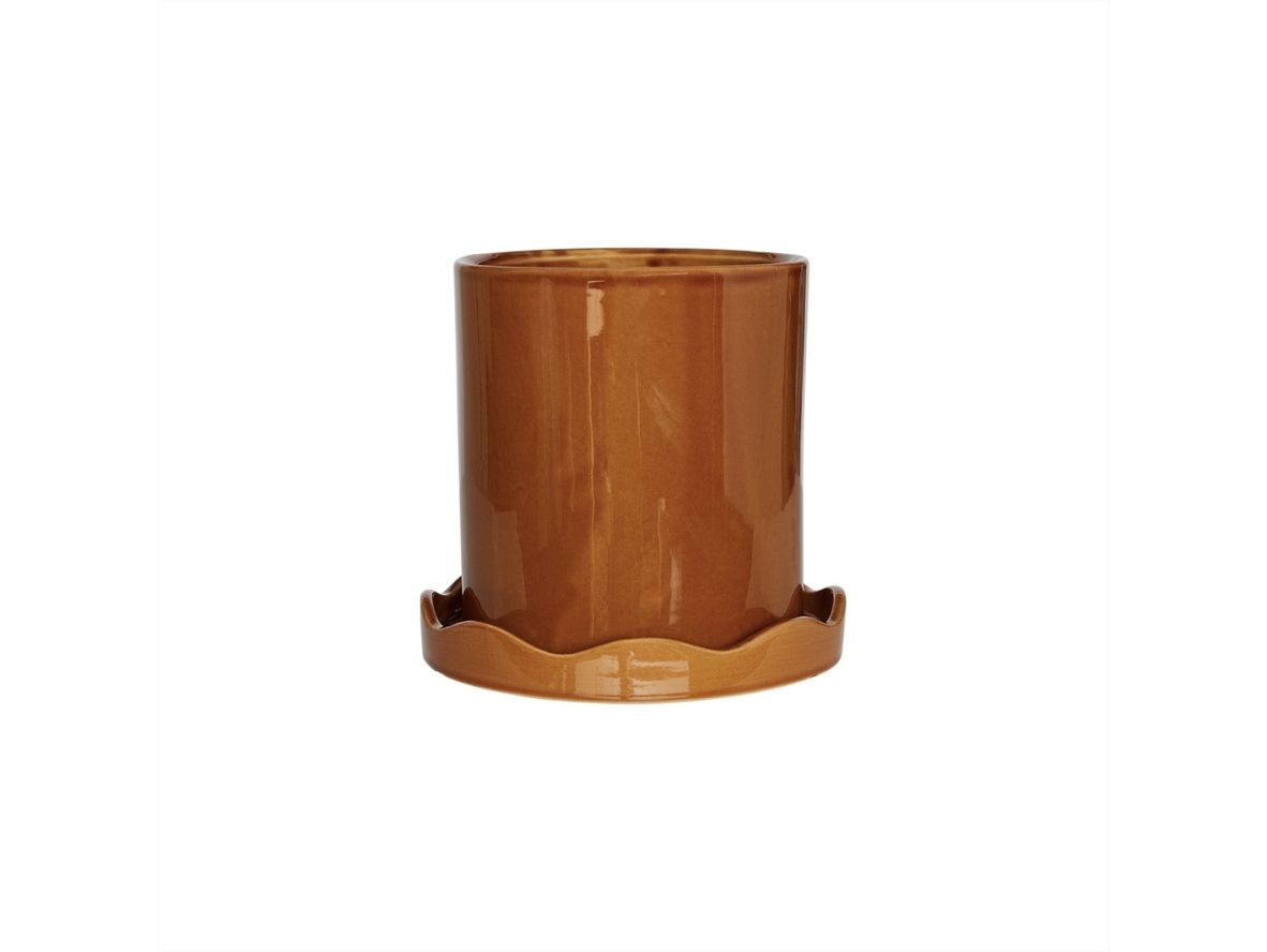 Produktfoto för OYOY LIVING - Nami Pot With Saucer  - Blomkruka - 311 Amber - H18 x L16,5 x W16,5 cm / H3 x L20 x W20 cm