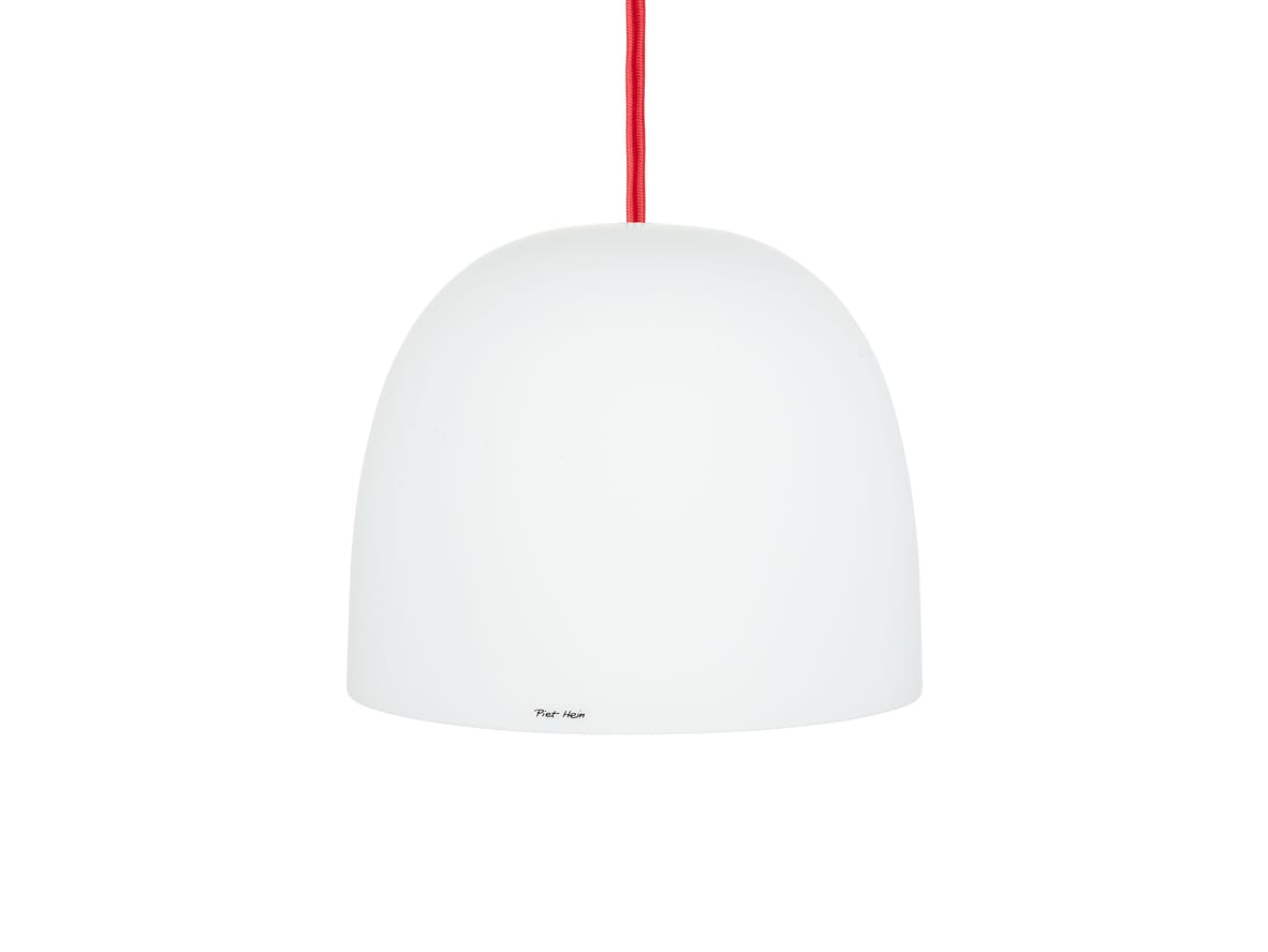 Piet Hein – Super215 Mm Pendel  – Hängsmycke – SUPER215 mm Pendel Opal-glas (E27 60W) – RØD ledning 3m – H17.3 x W21.5 D21.5 cm