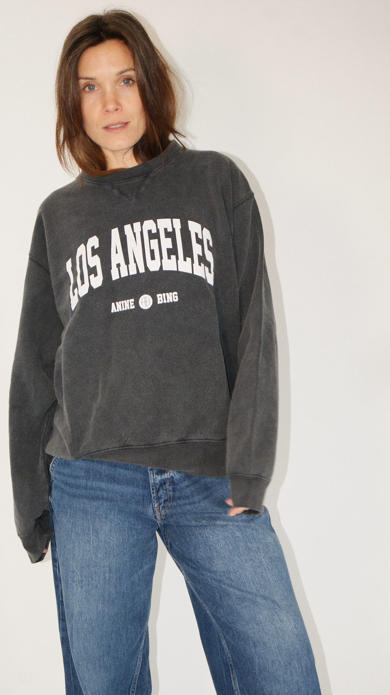 ANINE BING Ramona Link Sweatshirt Washed Black outlets