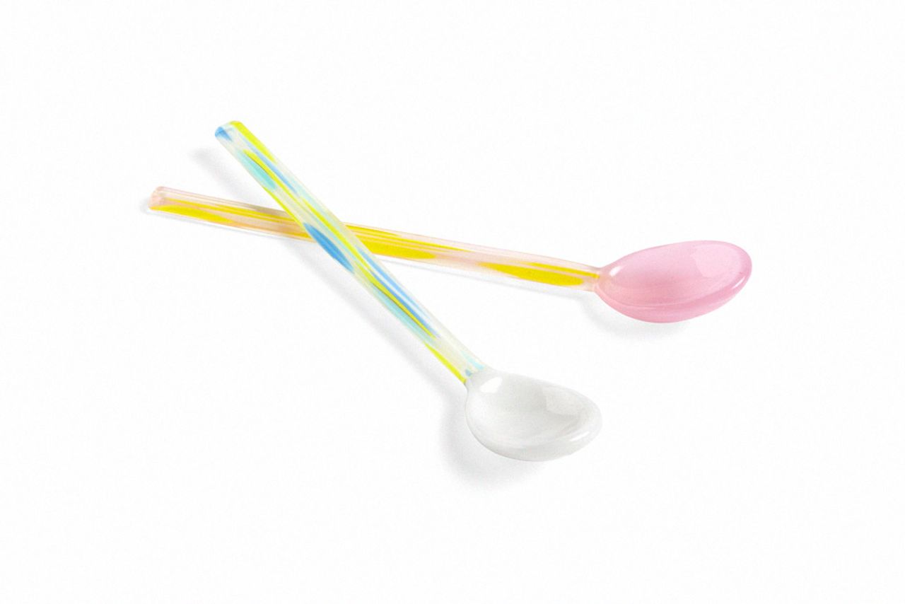 HAY - Glass Spoons - Spoons - Flat - Light Pink & White