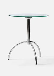 Hand-polished stainless-steel frame with a glass top